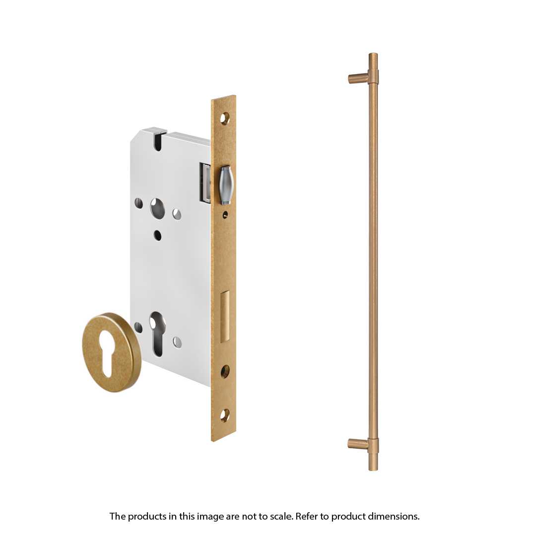 Modi Adjustable Entry Door Pull & Lock Set 900mm - Antique Aurum