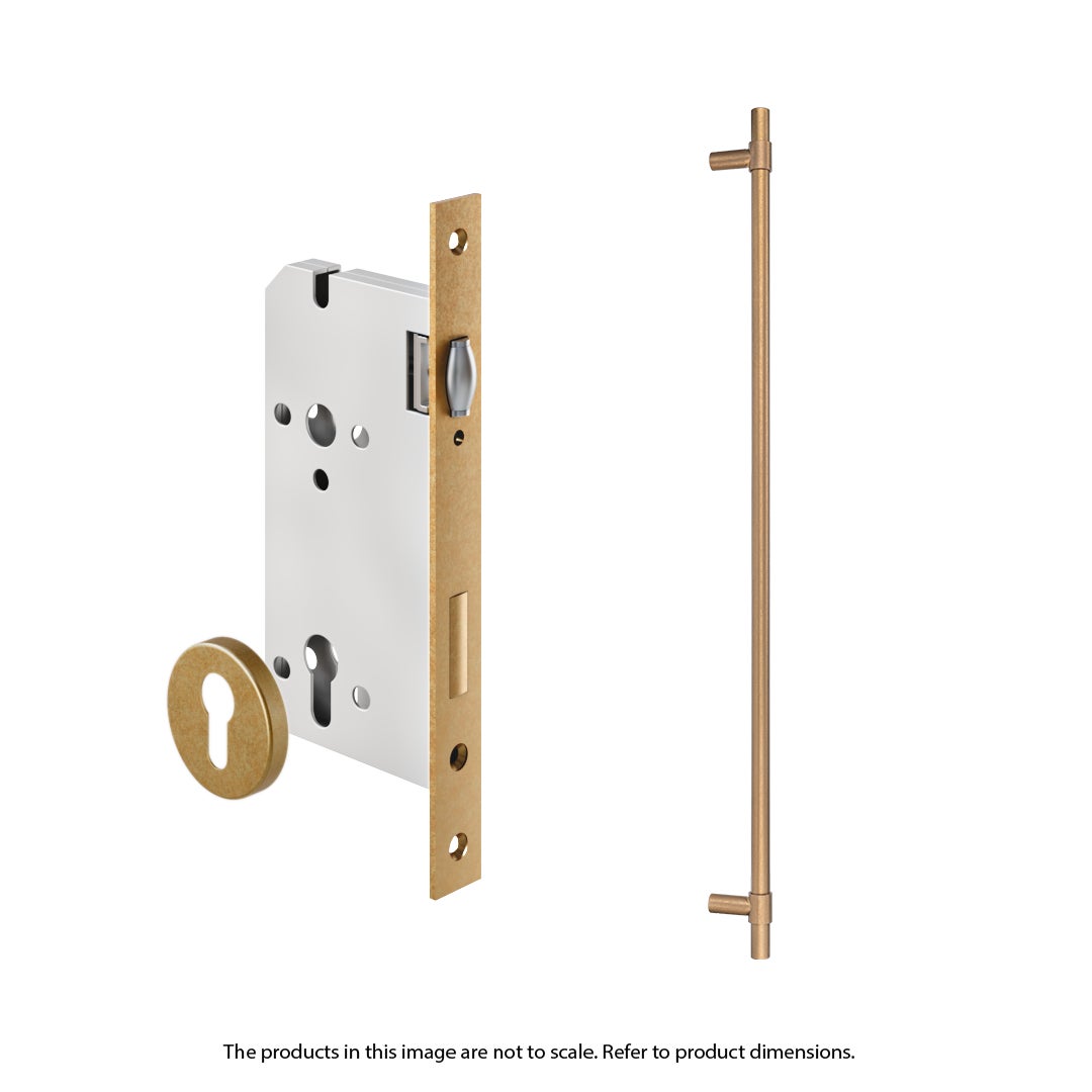 Modi Adjustable Entry Door Pull & Lock Set 900mm - Antique Aurum
