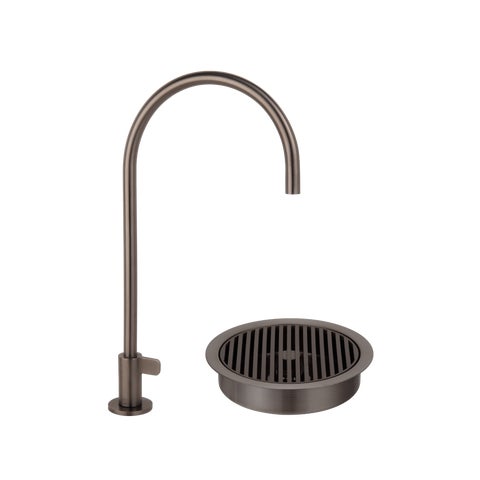 Mini Water Filter Tap with Font Drain - Brushed Gunmetal