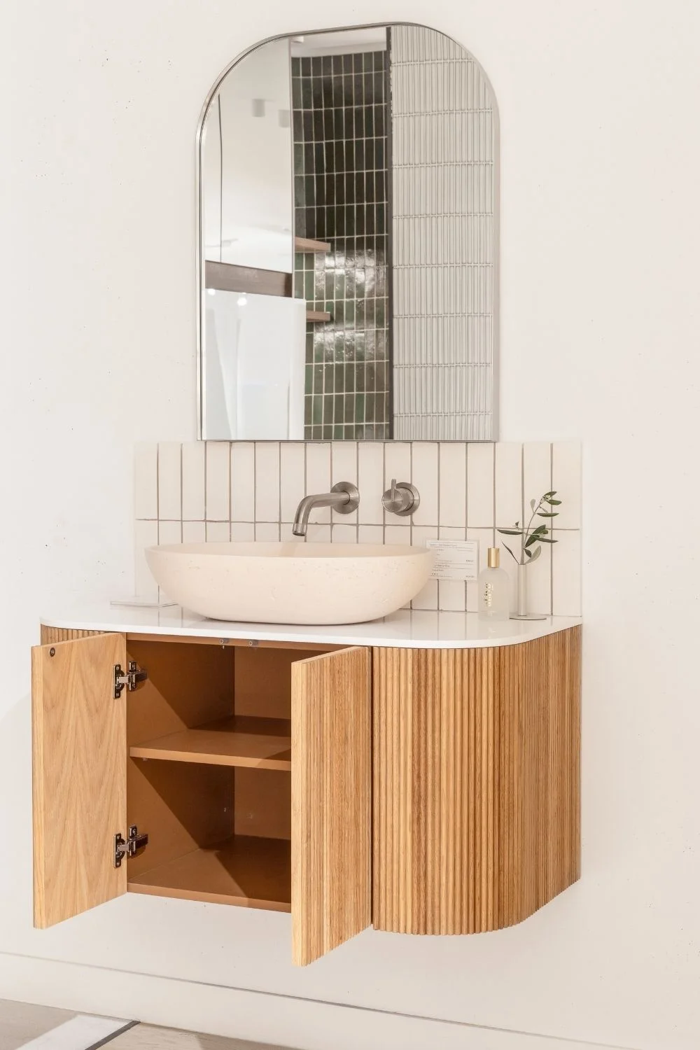 Modern Bathroom Vanities Curved Timber Vanity