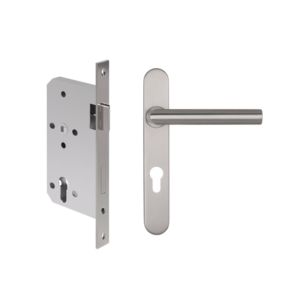 Davis Entry Door Handle & Lock Set - Stainless Steel