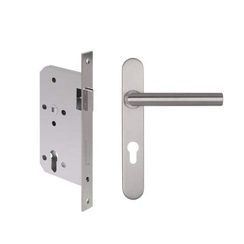Davis Entry Door Handle and Lock Set - Stainless Steel