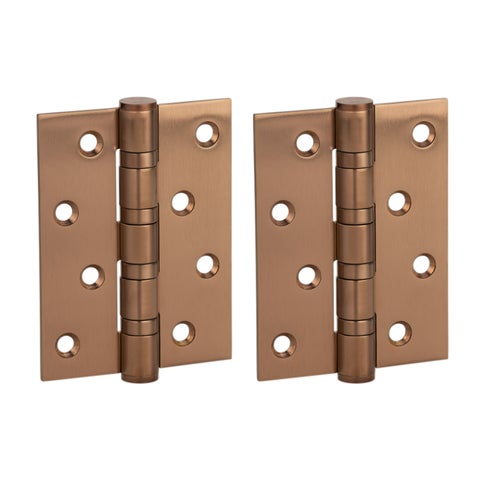 Ellis Butt Door Hinge Pair 100mm - Brushed Copper