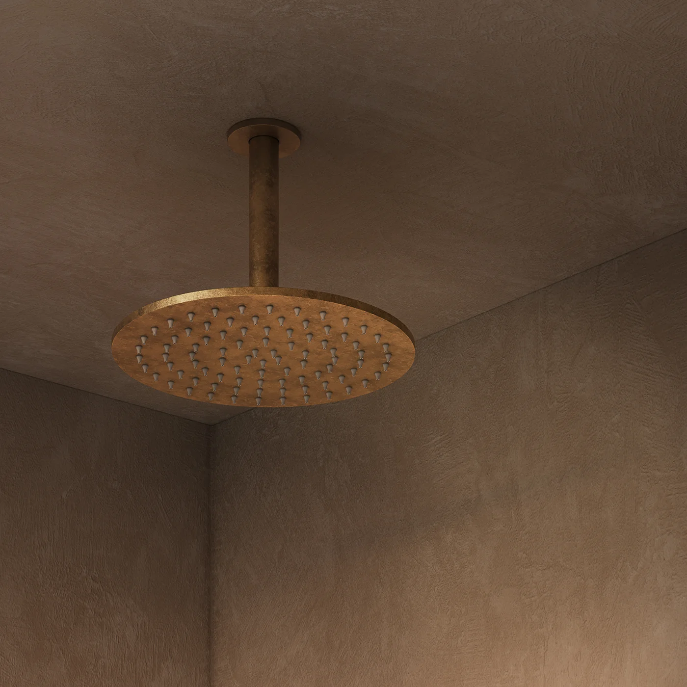 Tumbled Aged Brass Shower Dropper 150