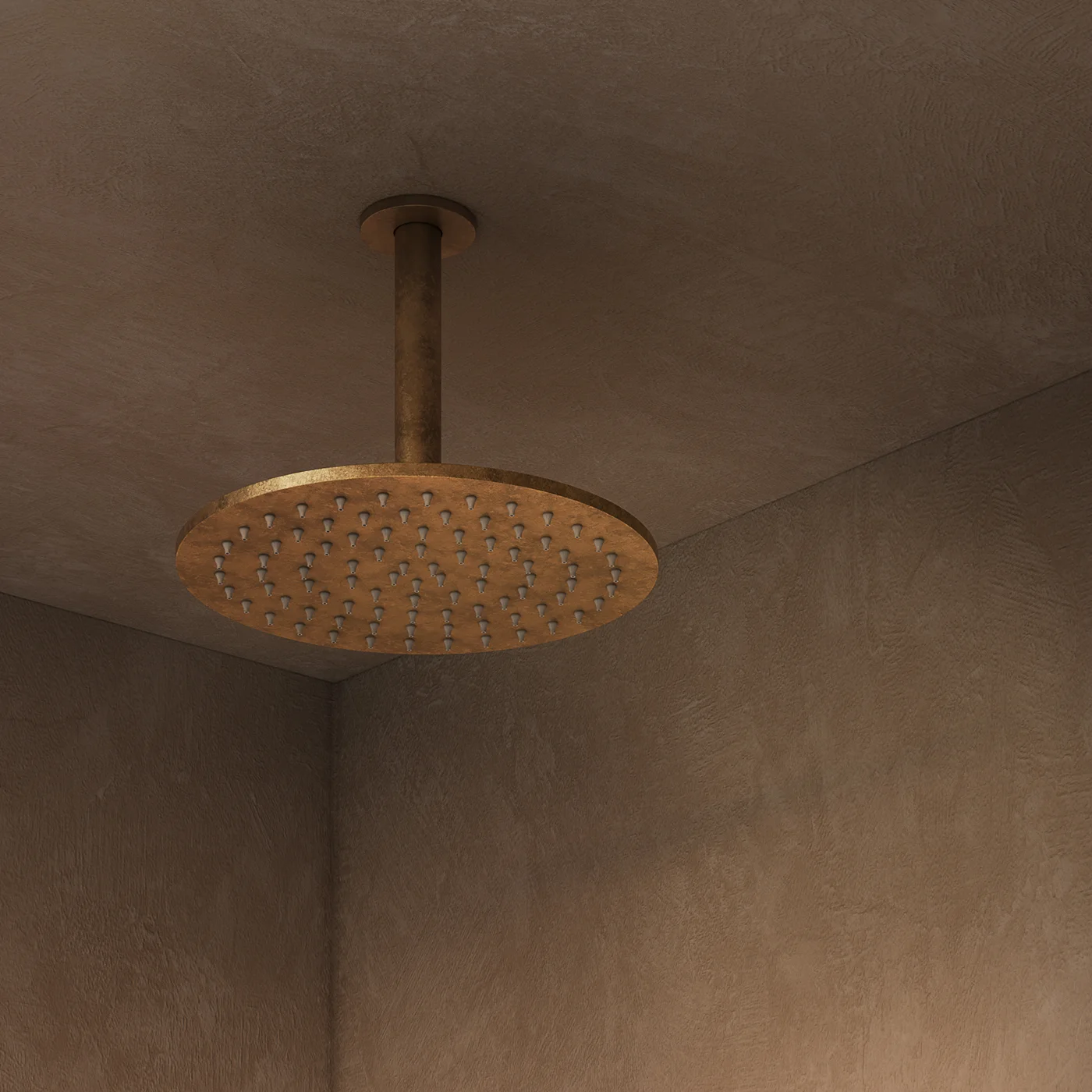 Tumbled Aged Brass Shower Dropper 150