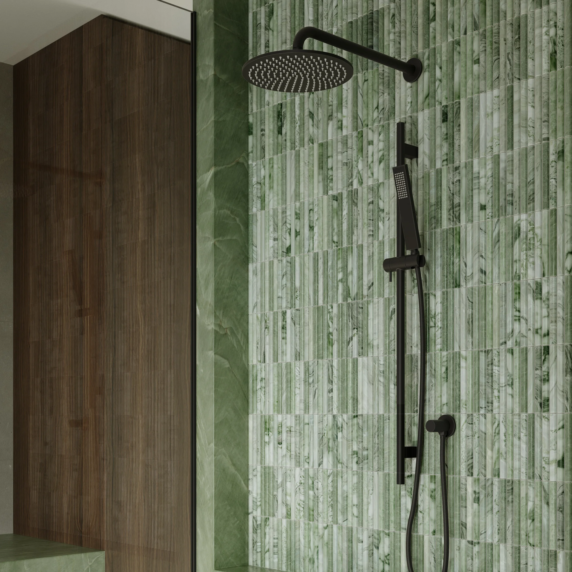 View01 Narita Tiles Elysian Shower Rail Non Adjustable Black