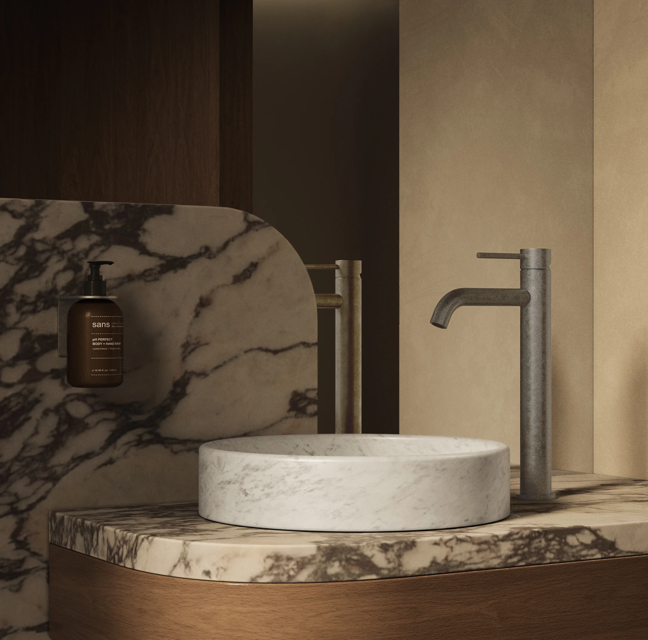 Antique Powder%20Room Vanity-Elysian%20Extended%20Basin%20Mixer Steel