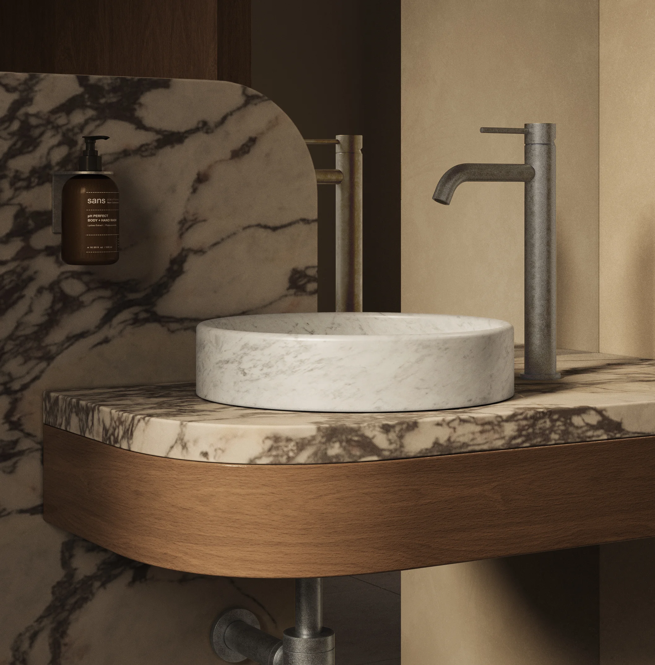 Antique Powder%20Room Vanity-Elysian%20Extended%20Basin%20Mixer Steel