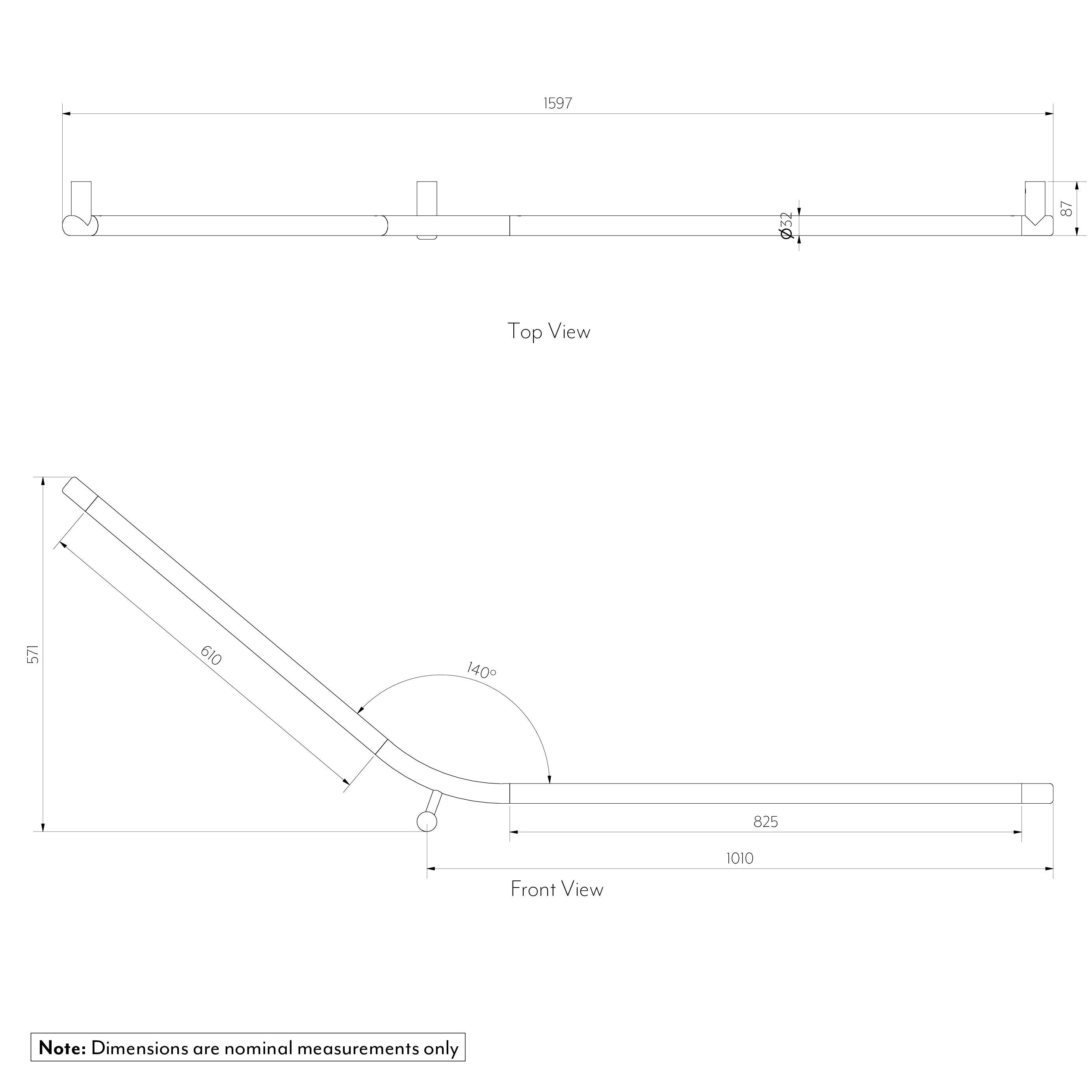 Accessible 140 Degree Grab Rail SPEC