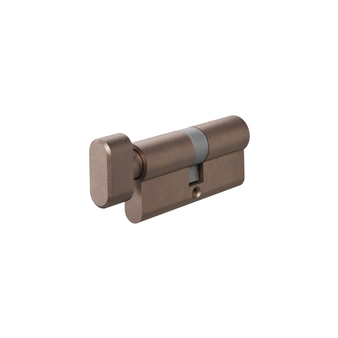 Euro Cylinder Single (Key/Turn) 70mm - Antique Bronze