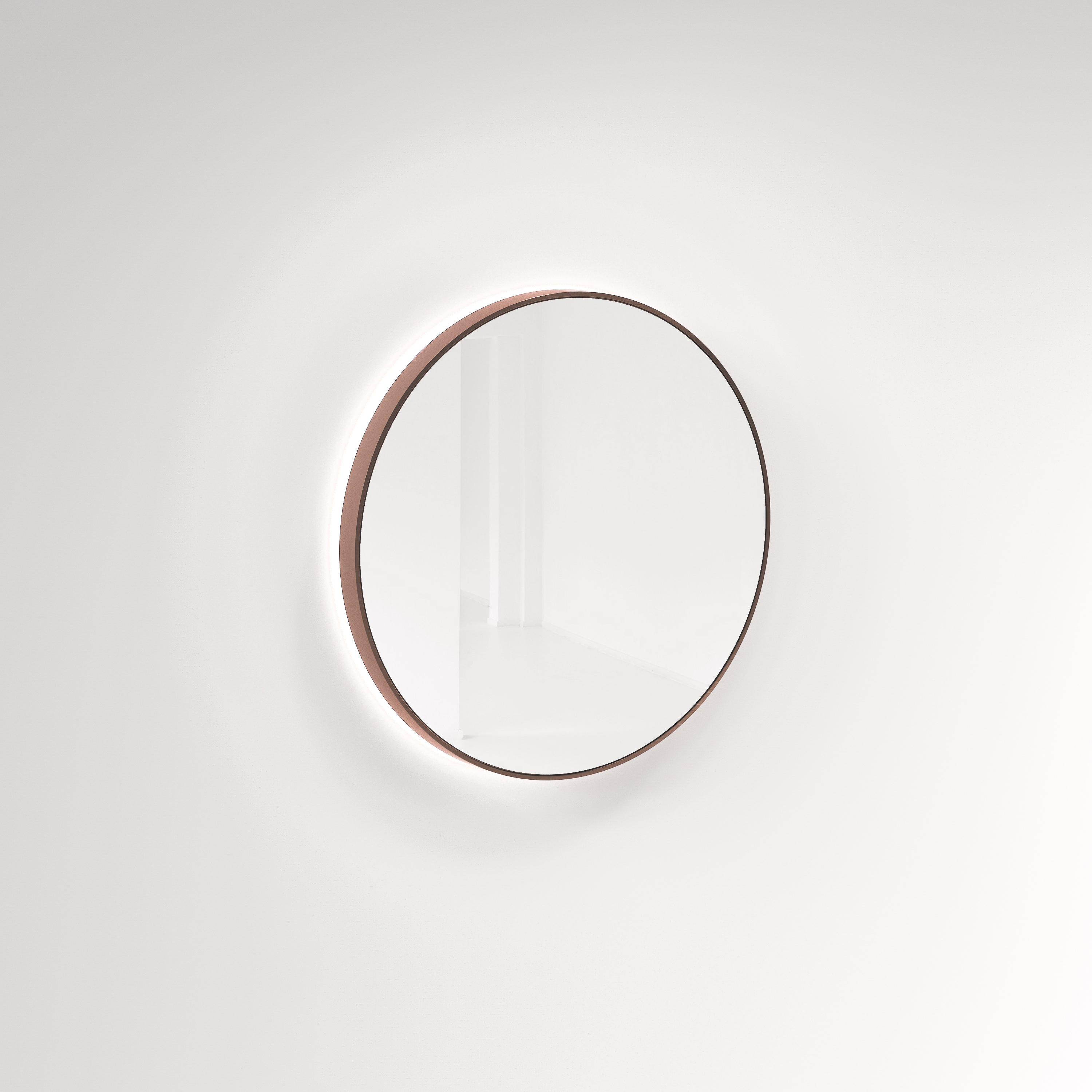 Saanti Hand Made Double Trim LED Mirror 800mm - Brushed Copper