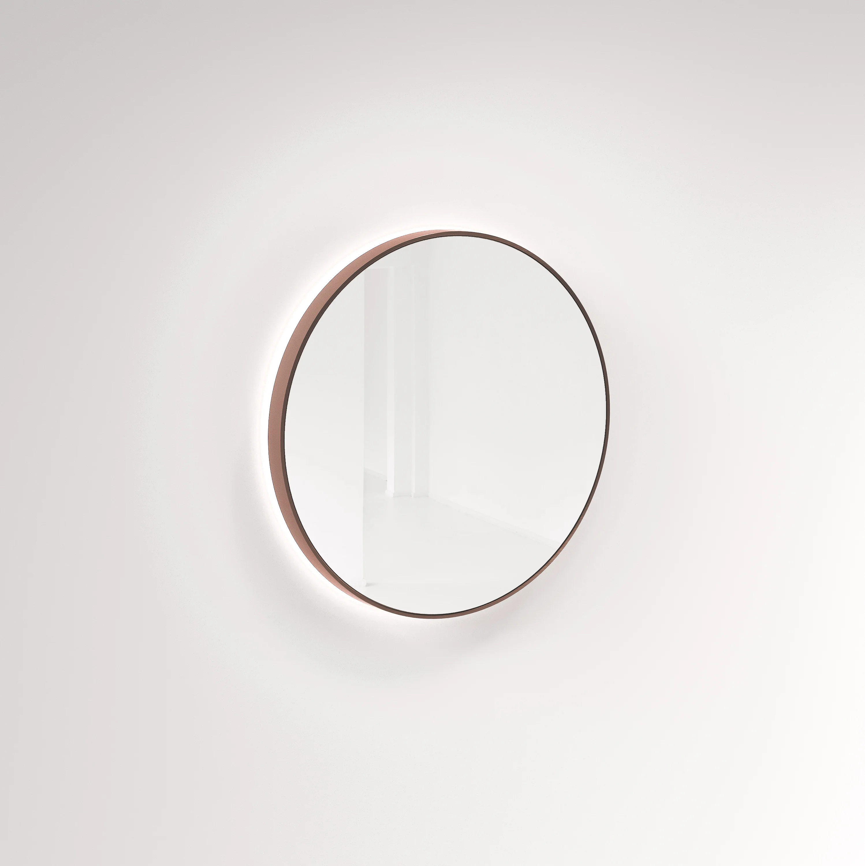 Saanti Hand Made Double Trim LED Mirror 800mm - Brushed Copper - Feature