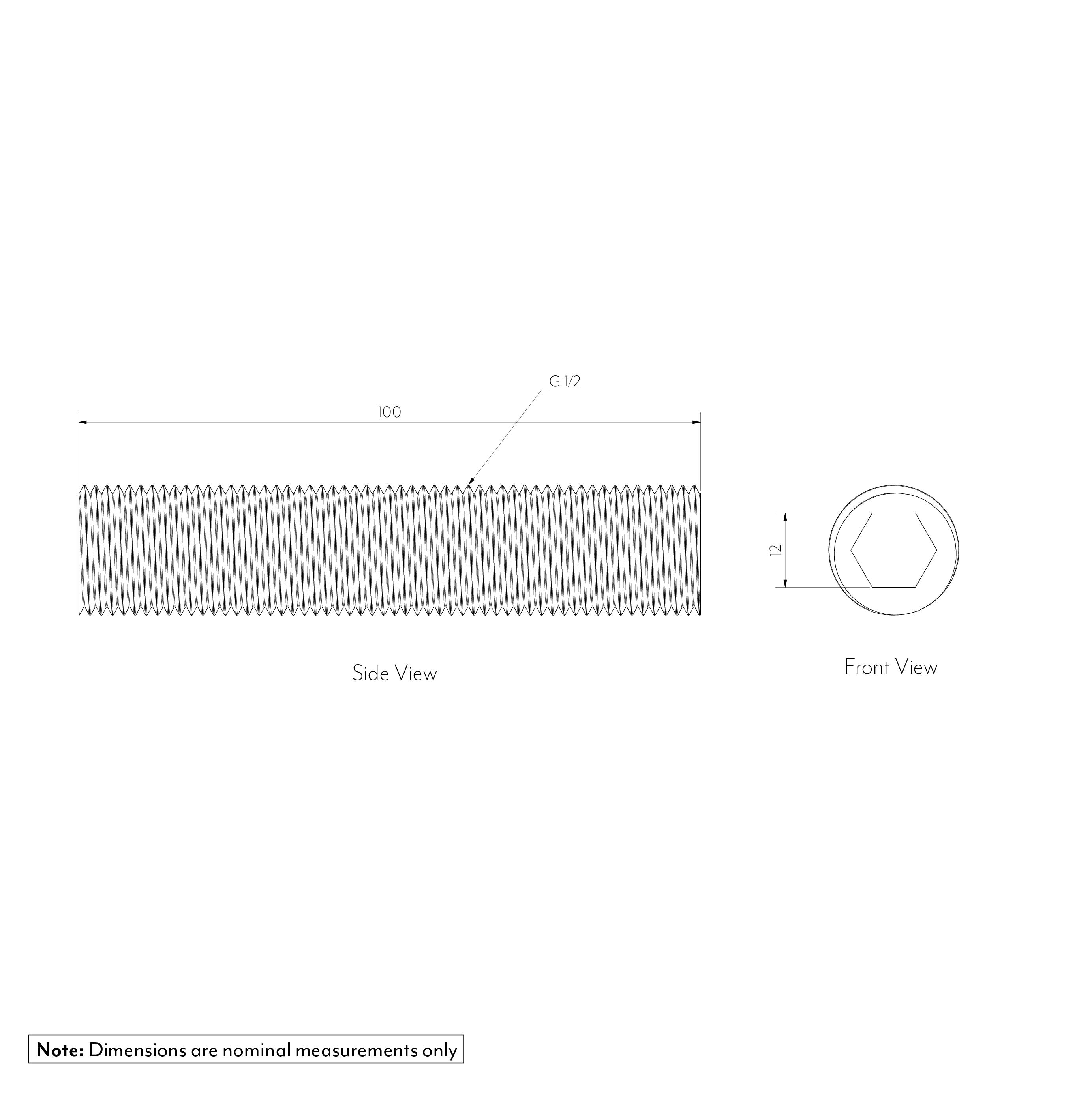 Half inch Male Thread Adapter SPEC