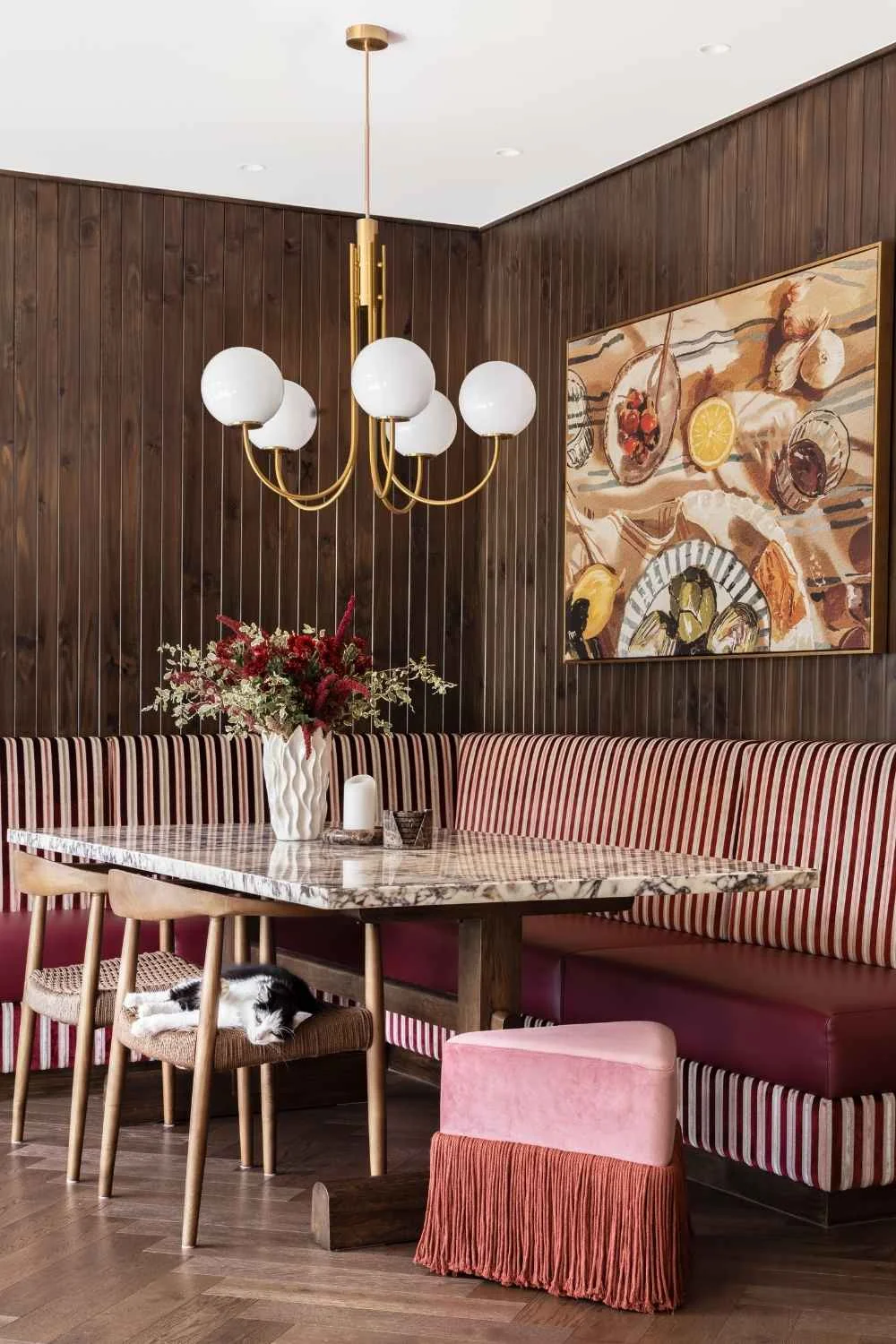 Banquette Seating Savoy Pattern Bold Art Deco Corner Striped 