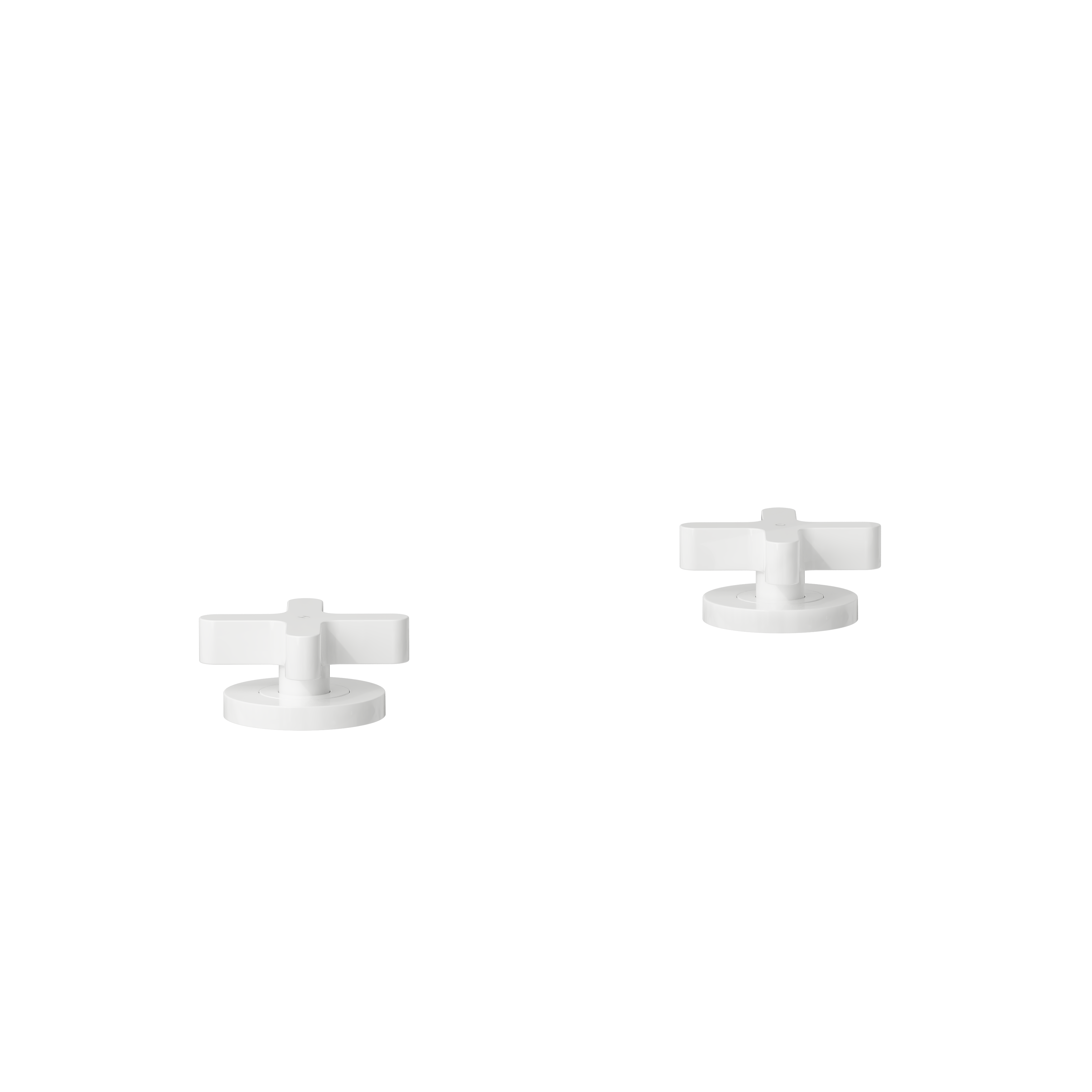Cross Assembly Bench-Mounted Taps - White