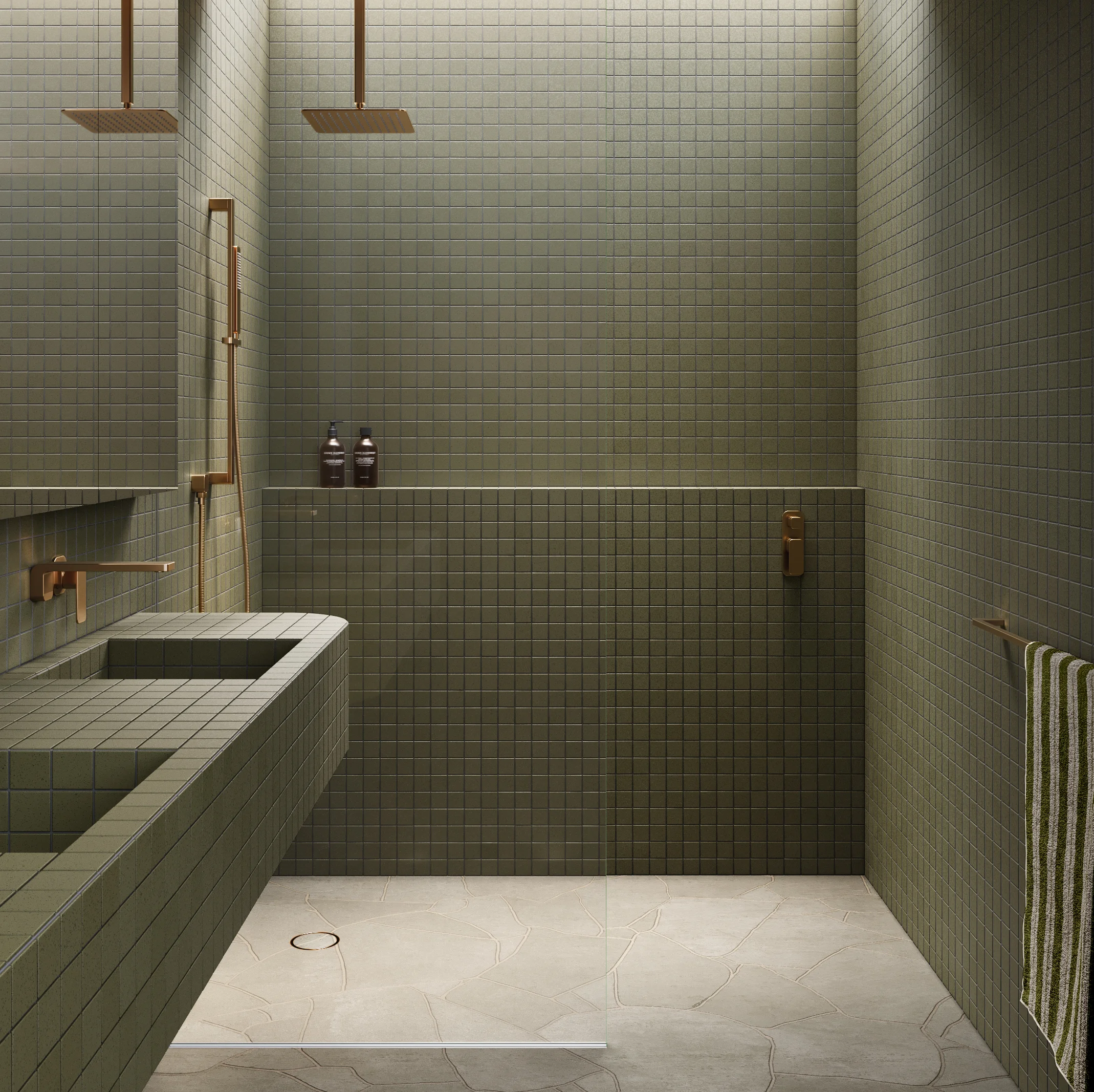 Shower Full%20Shot NESSO Shower%20Dropper-Towel%20Rail with%20towel BC