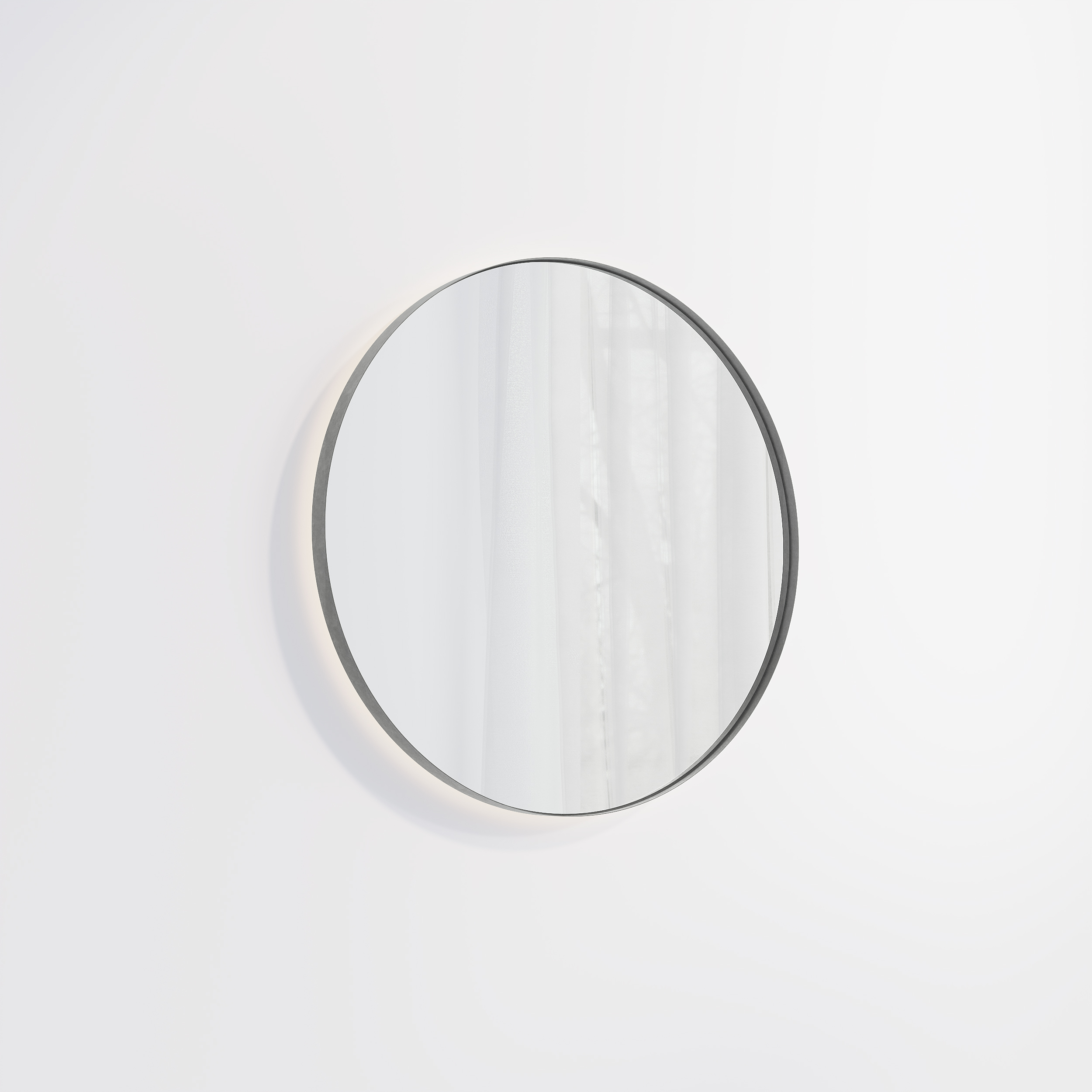 Round Mirror 600mm LED - Antique Steel