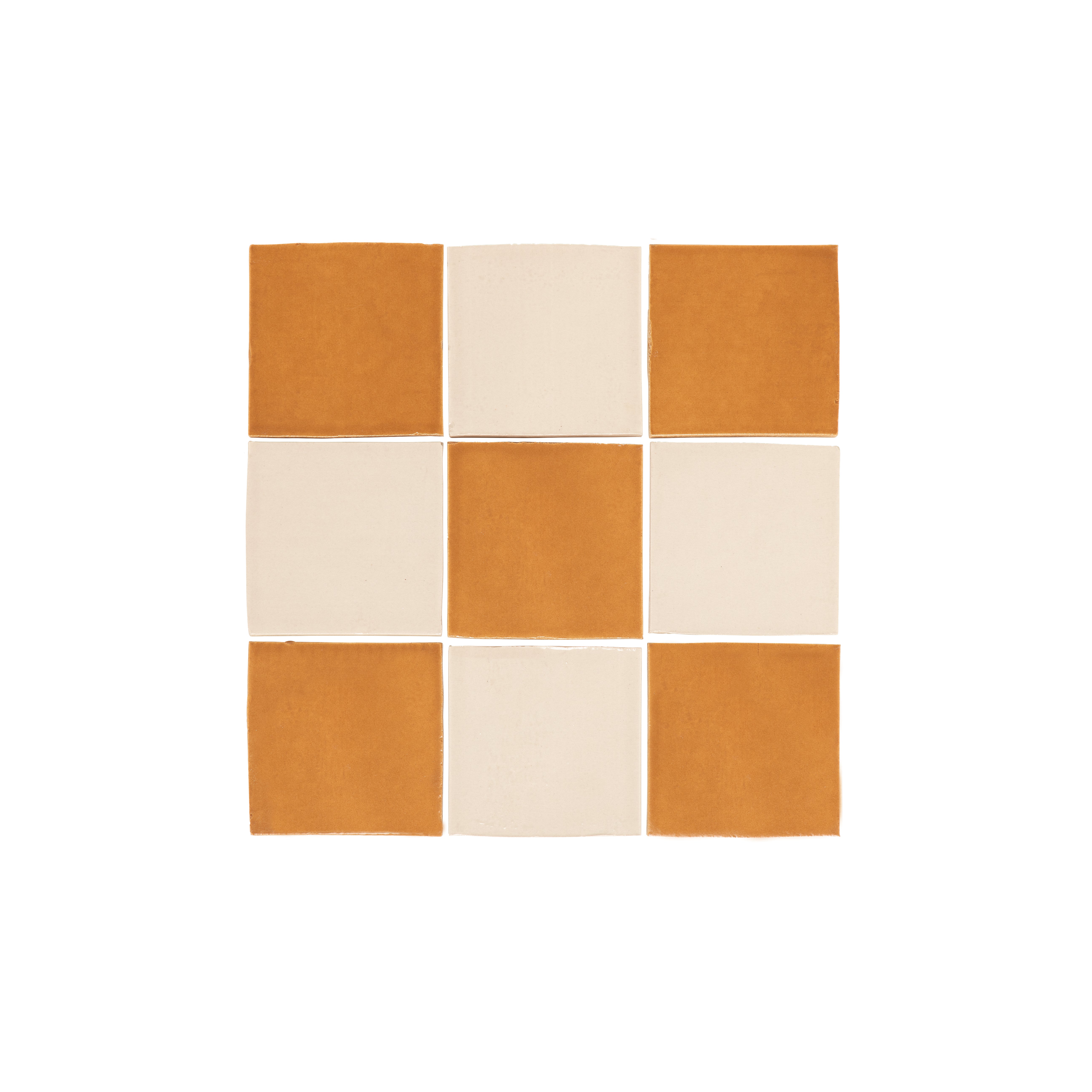 Rommani Zellige Checkerboard Tiles - Biscuit &amp;amp; Bone