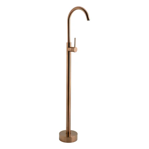 Elysian Floor Mounted Basin/Bath Filler with Mixer - Brushed Copper