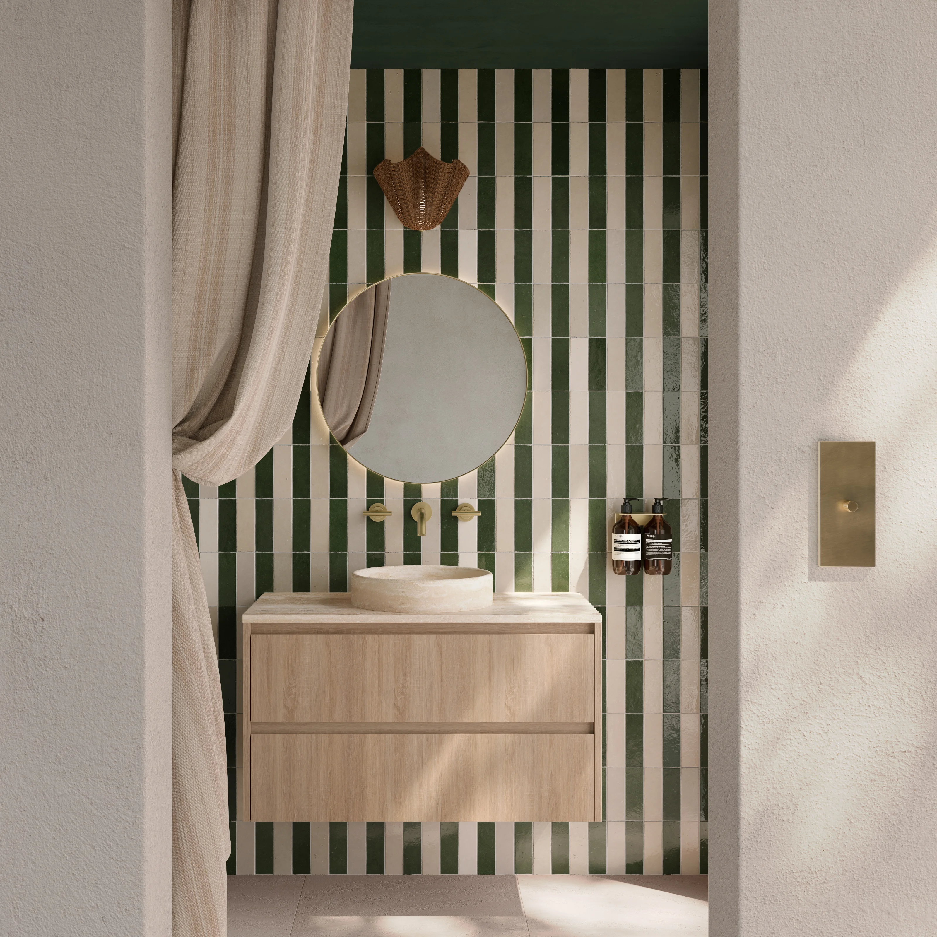 ABI Stripe%20Tiles%20Zellige%20Forrest%20Green%20and%20Bone