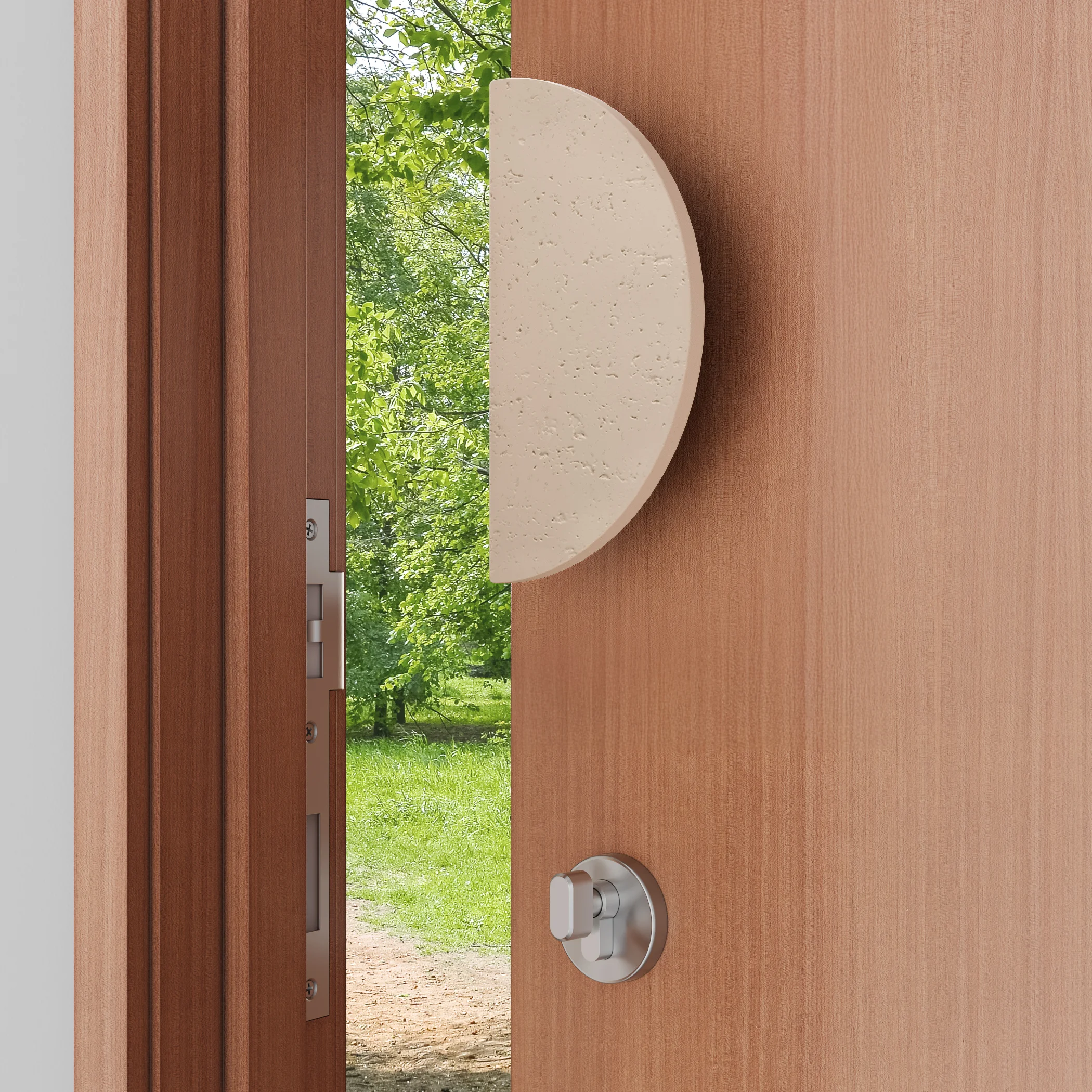 Atelis Concrete Half Moon Entry Door Pull Almond V2jpg