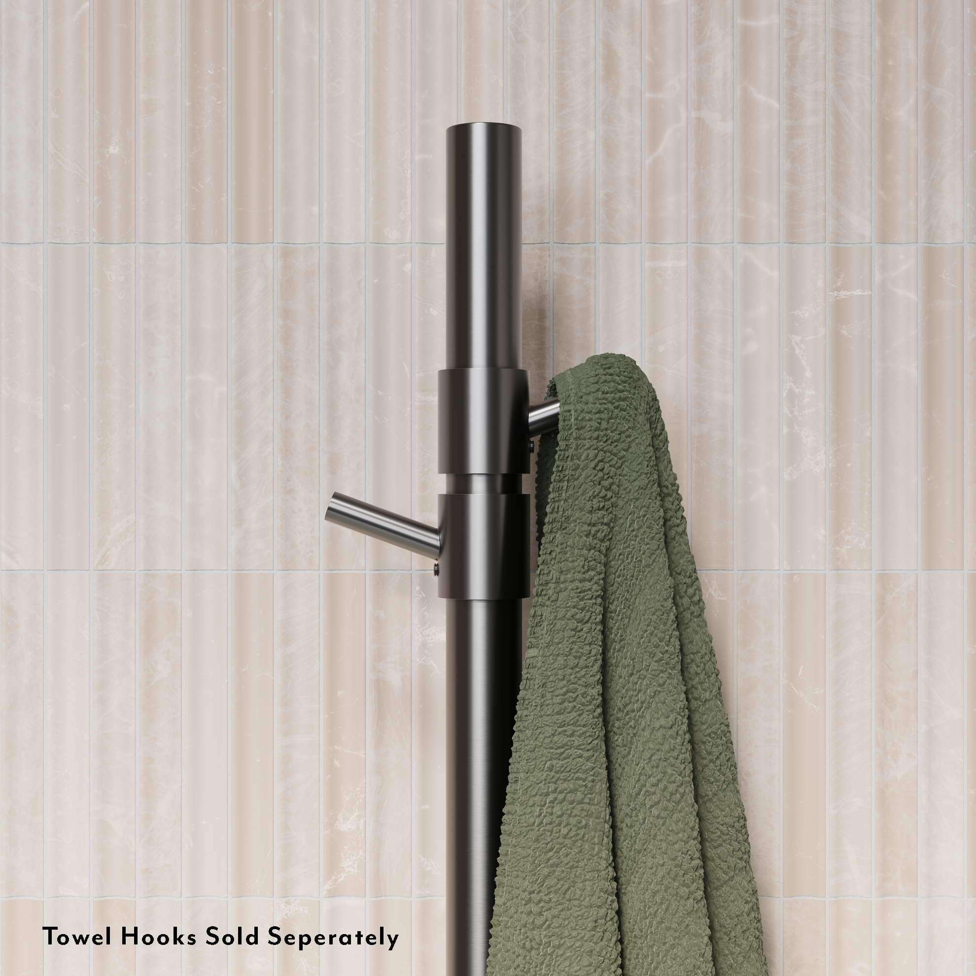 ModiAdjHeatedTowelRail Final View03 HooksClosup GM Disclaimer