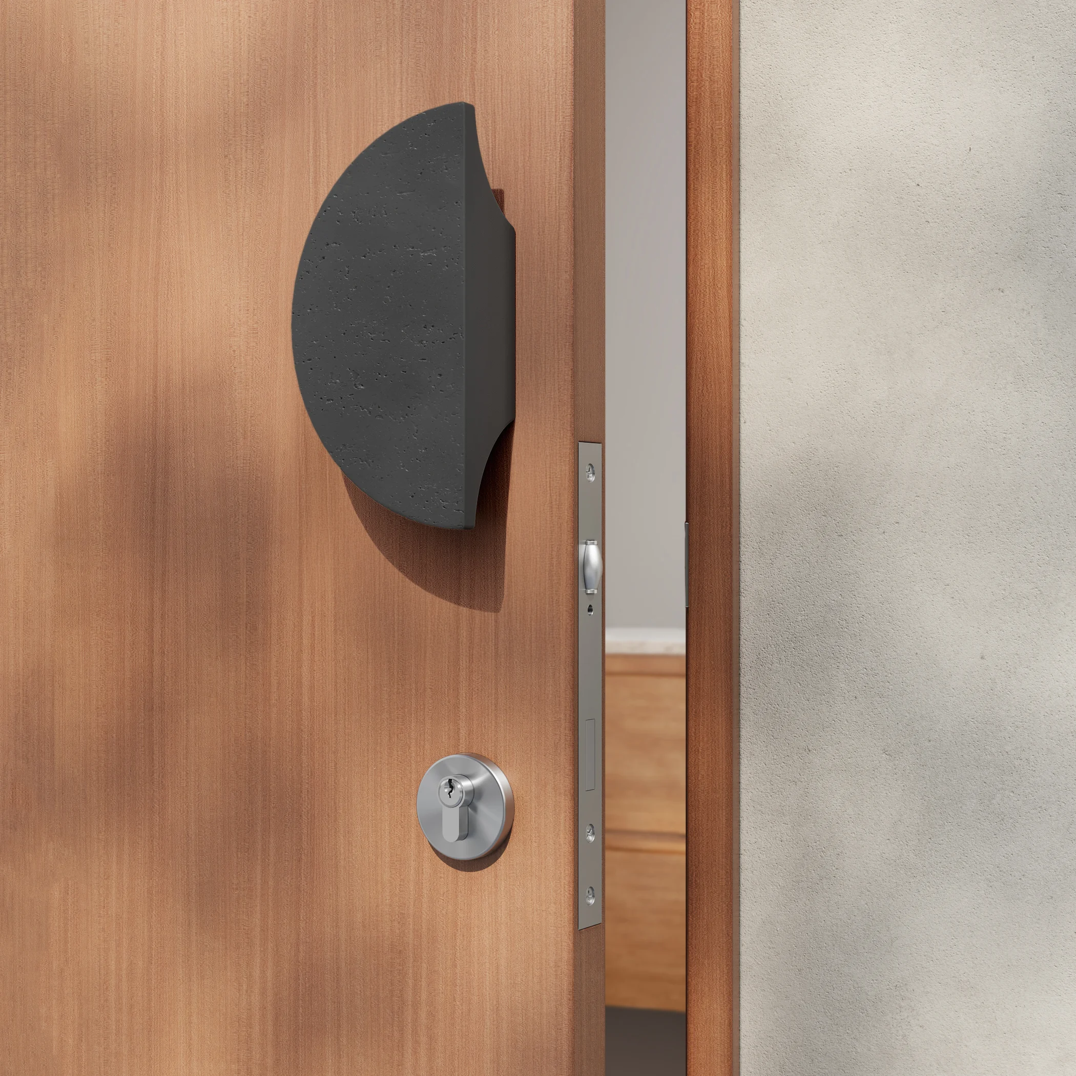 Atelis Concrete Half Moon Entry Door Pull Grey V1jpg