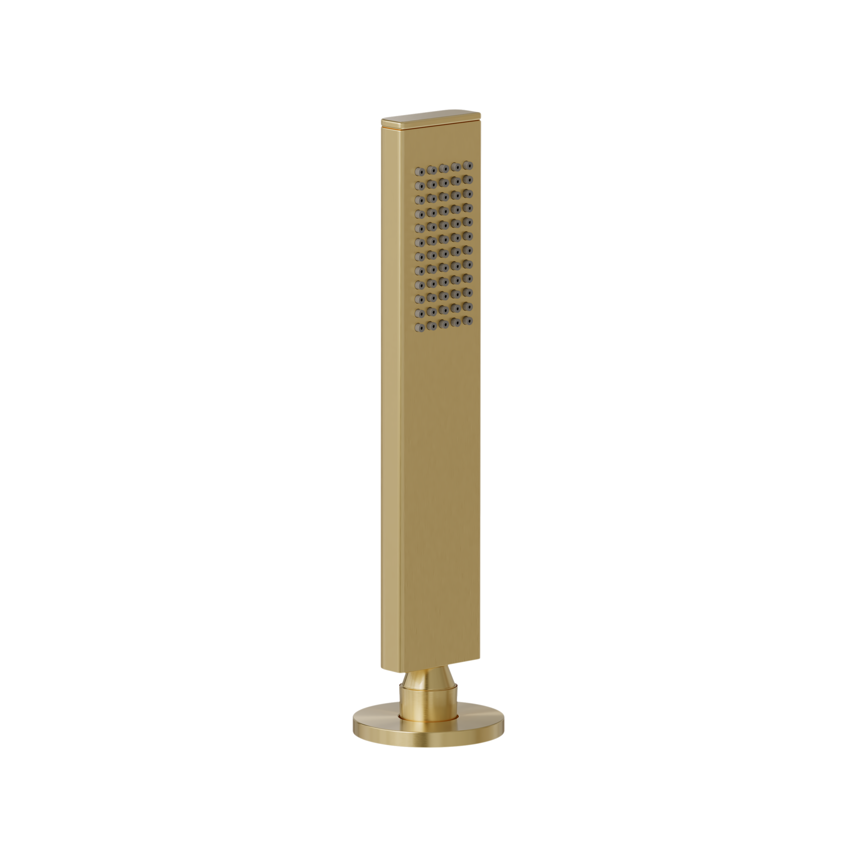 Deck Mounted Retractable Rounded Rectangle Hand Shower - Brushed Brass