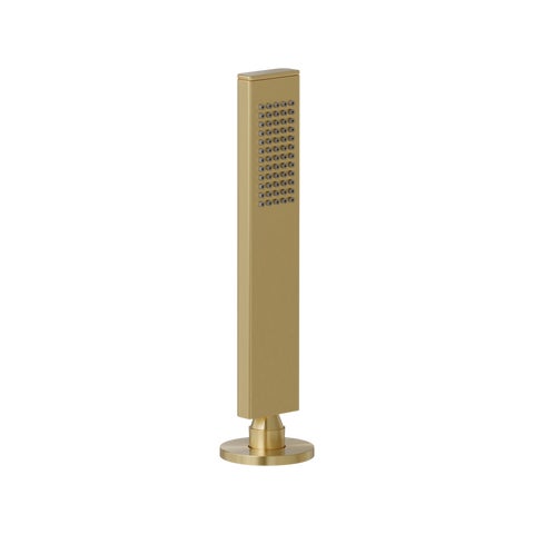 Deck Mounted Retractable Rounded Rectangle Hand Shower - Brushed Brass