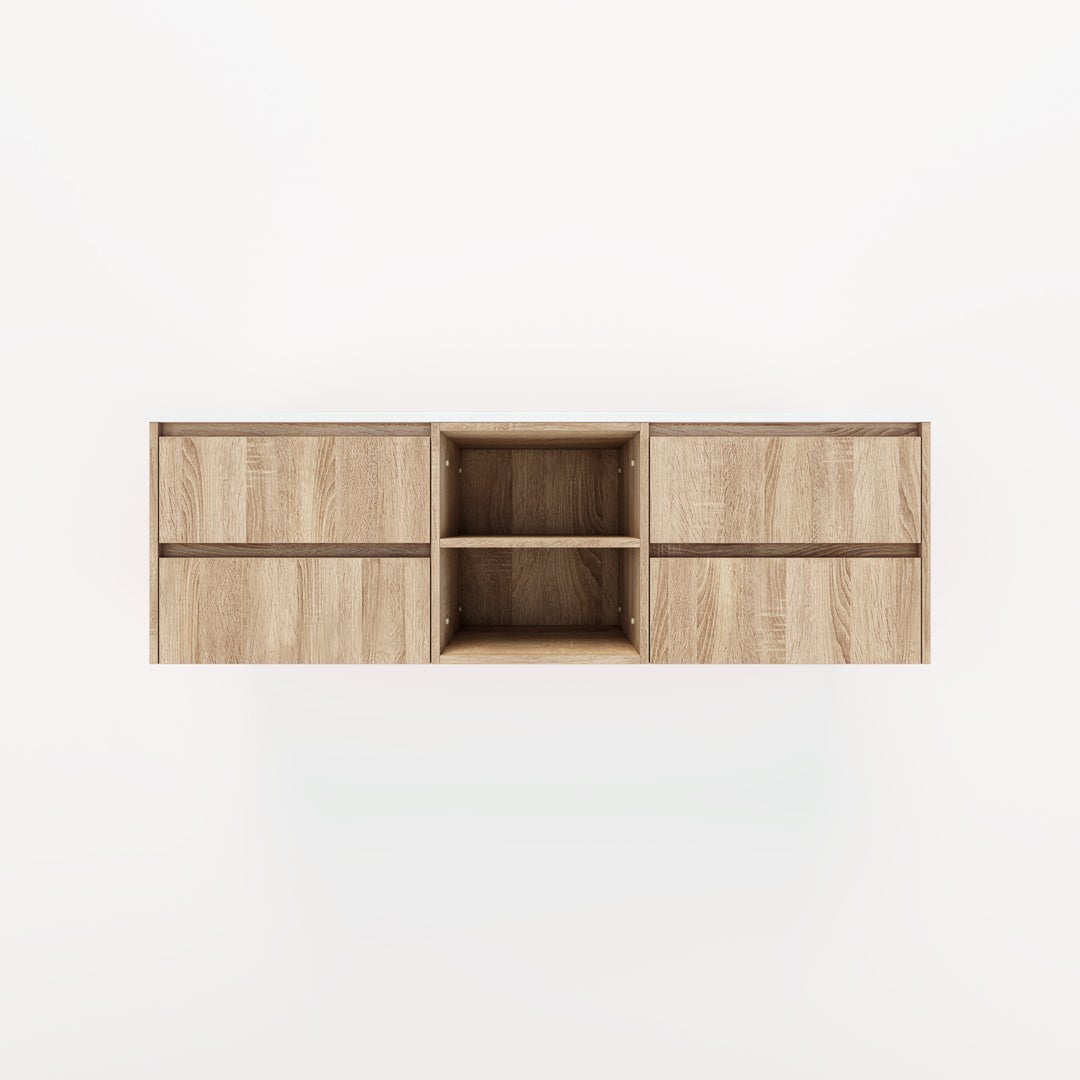 Addison 4-Drawer with Shelves 1614mm - White Ash Oak