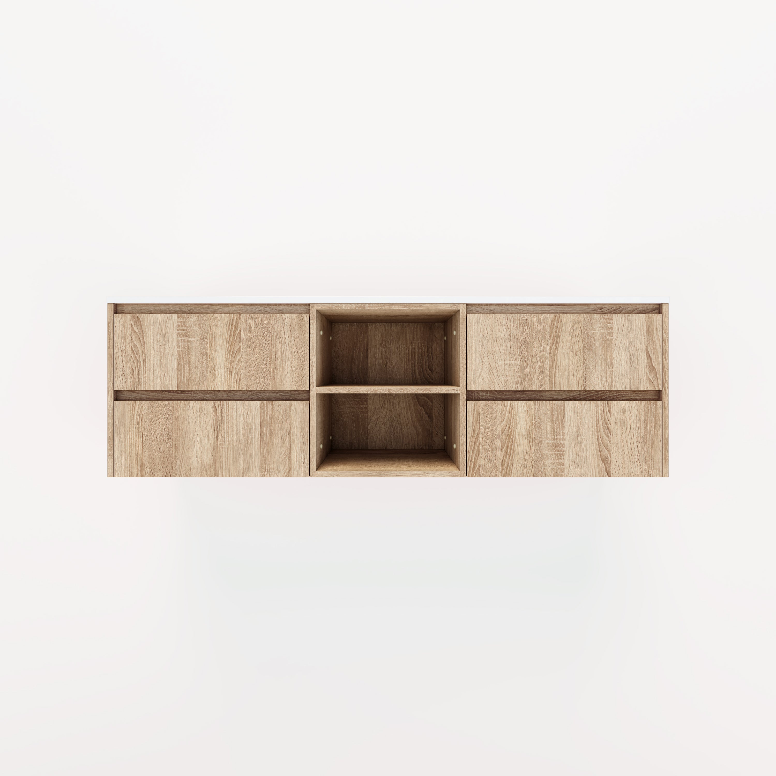 Addison 4-Drawer with Shelves 1614mm - White Ash Oak -  2 Cut-Outs