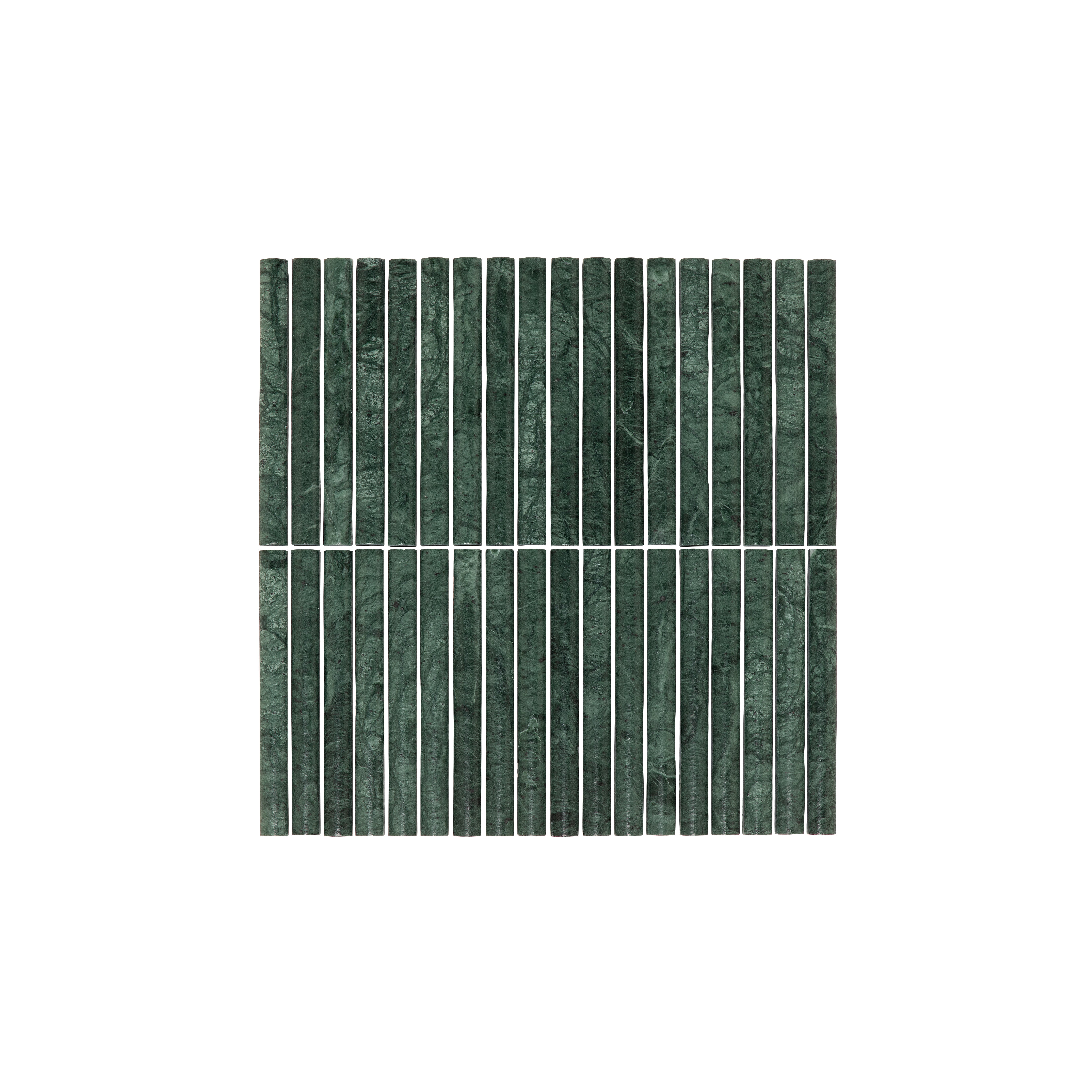 Saroma Natural Stone Rounded Finger Mosaic Tile - Green Marble