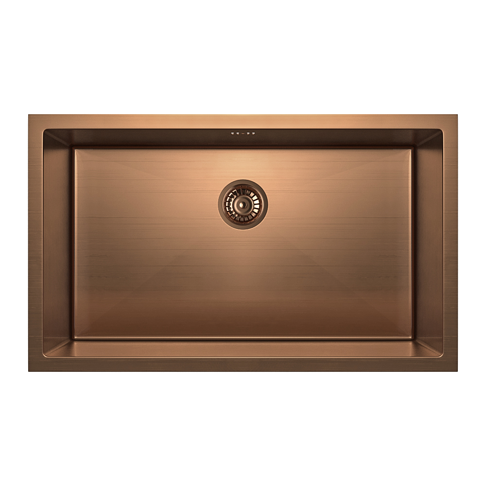 Vari - Single Sink 750mm - Brushed Copper (Rack/Overflow)
