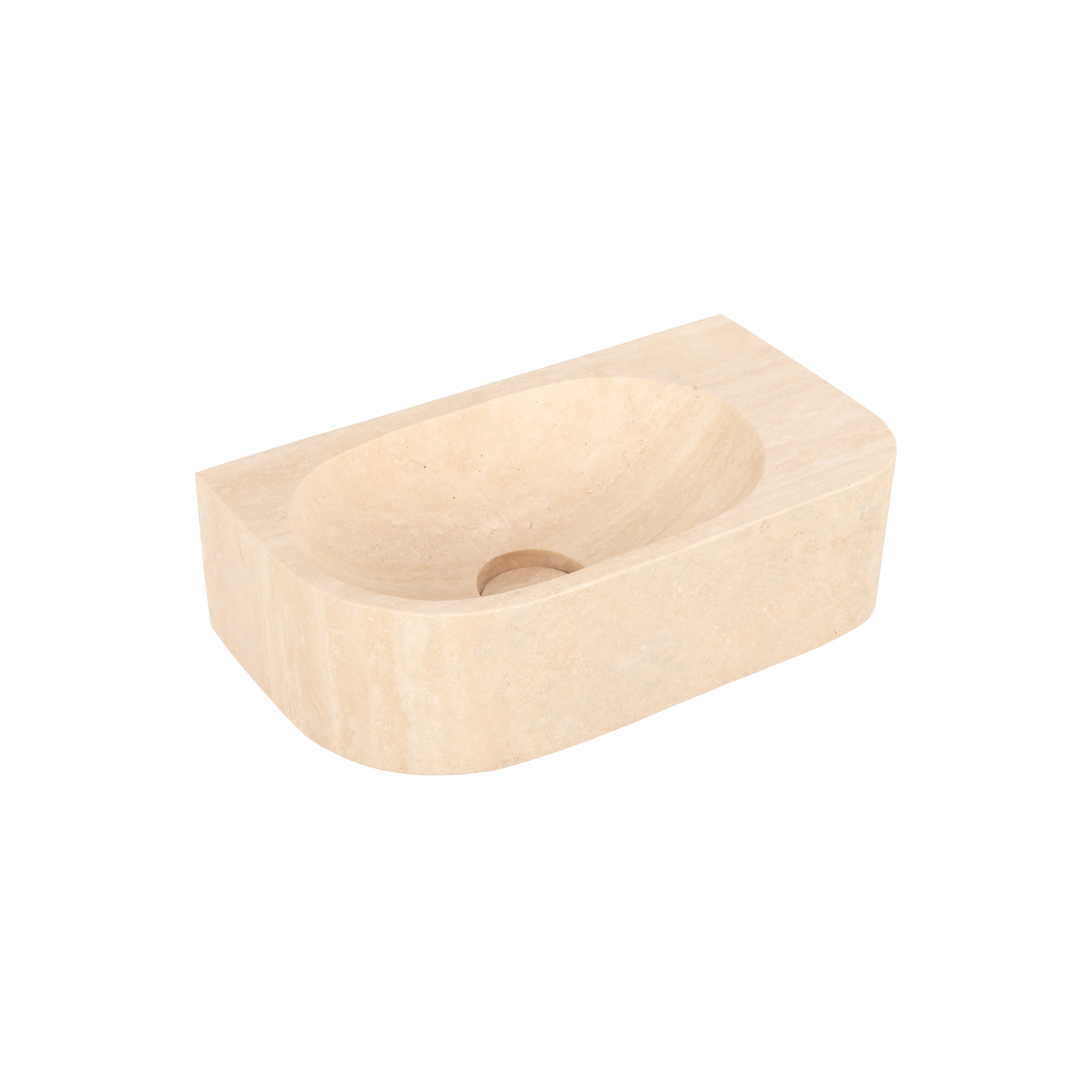 Pedra WallMounted Basin 400mm BeigeTrav Side 4