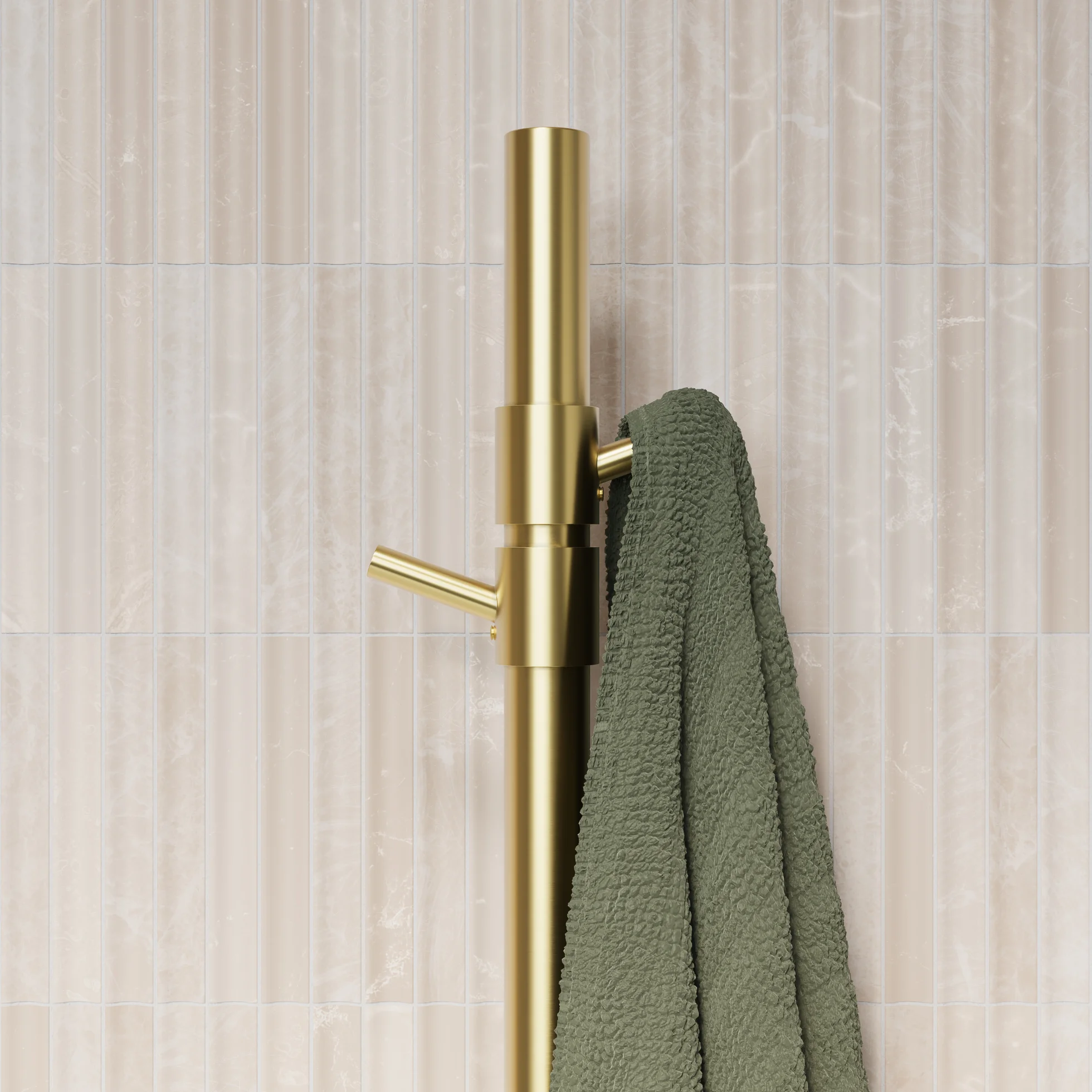 ModiAdjHeatedTowelRail Final View03 HooksClosup BB 01