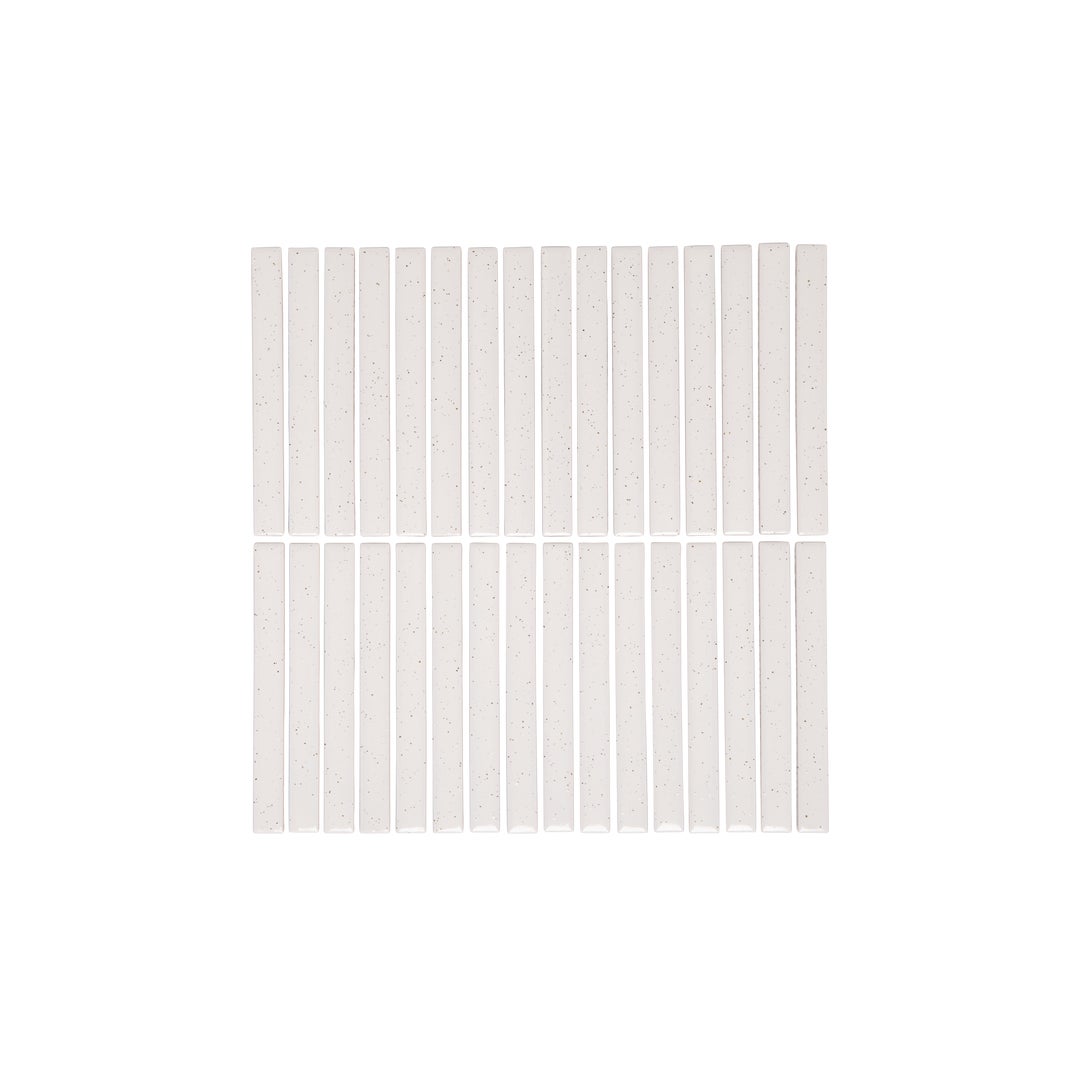 Imari Speckle Finger Mosaic Tile - Gloss White