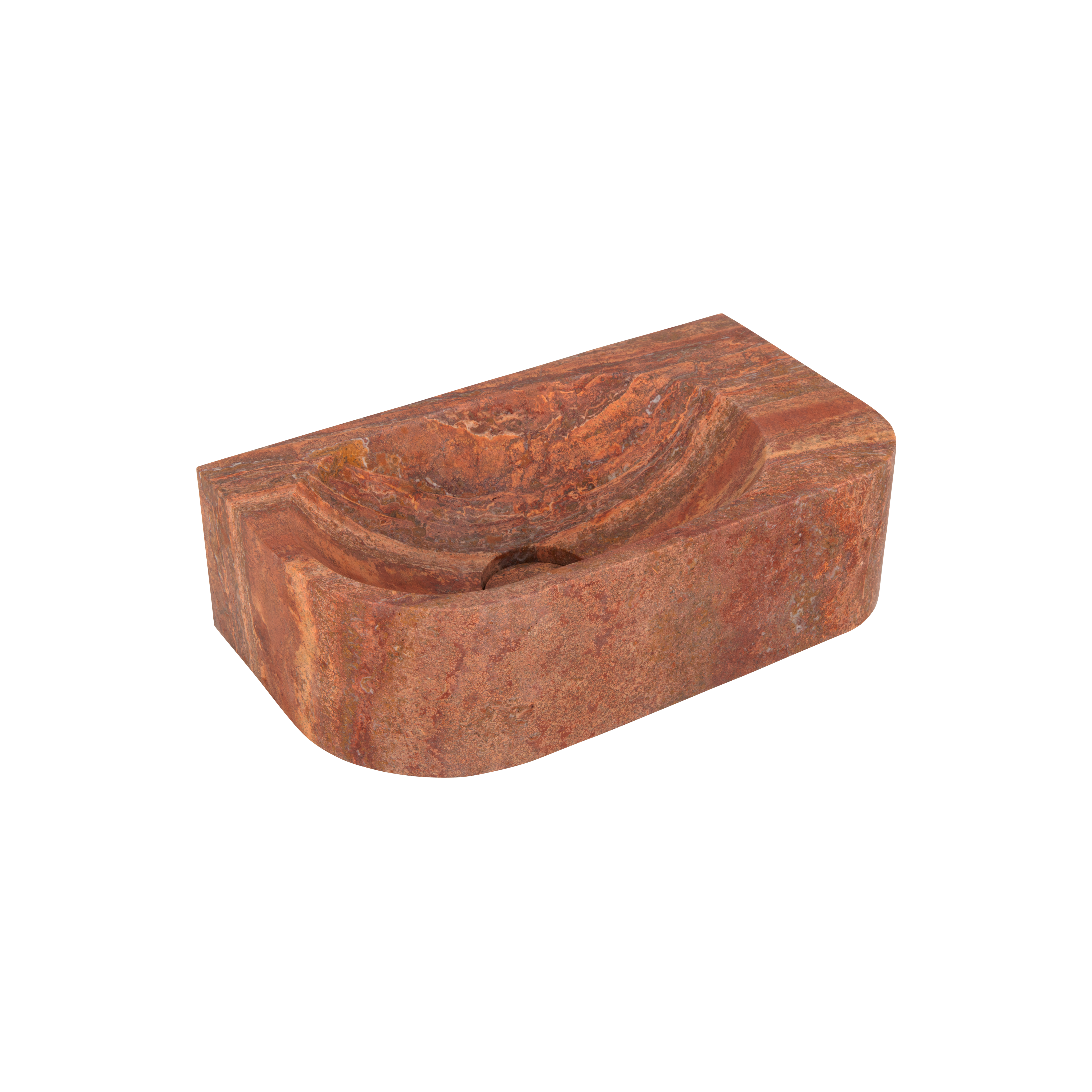 Pedra Wall-Hung Basin 400mm - Red Travertine