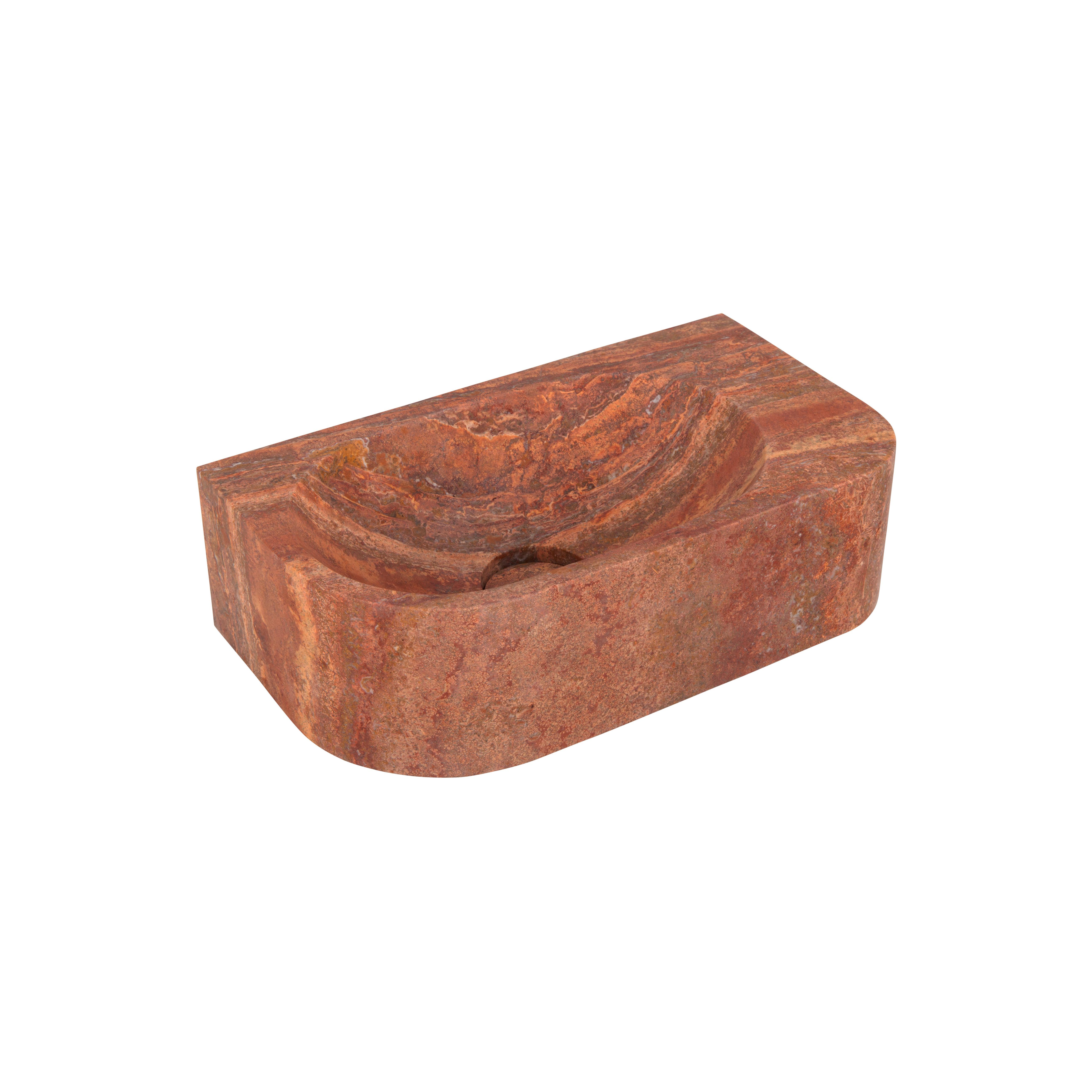 Pedra WallMounted Basin 400mm RedTrav Side 4