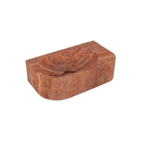 Pedra Wall-Hung Basin 400mm - Red Travertine