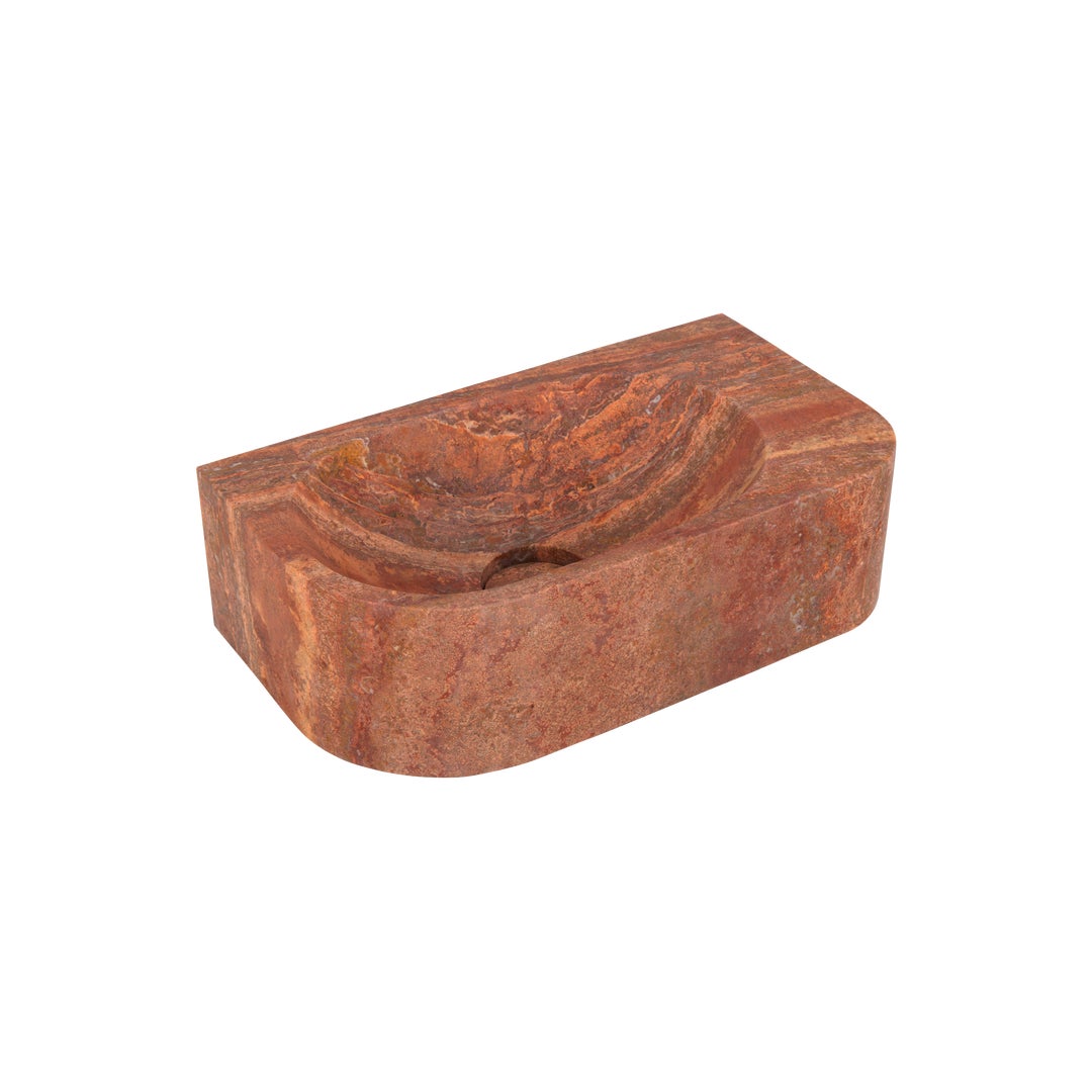 Pedra Wall-Hung Basin 400mm - Red Travertine