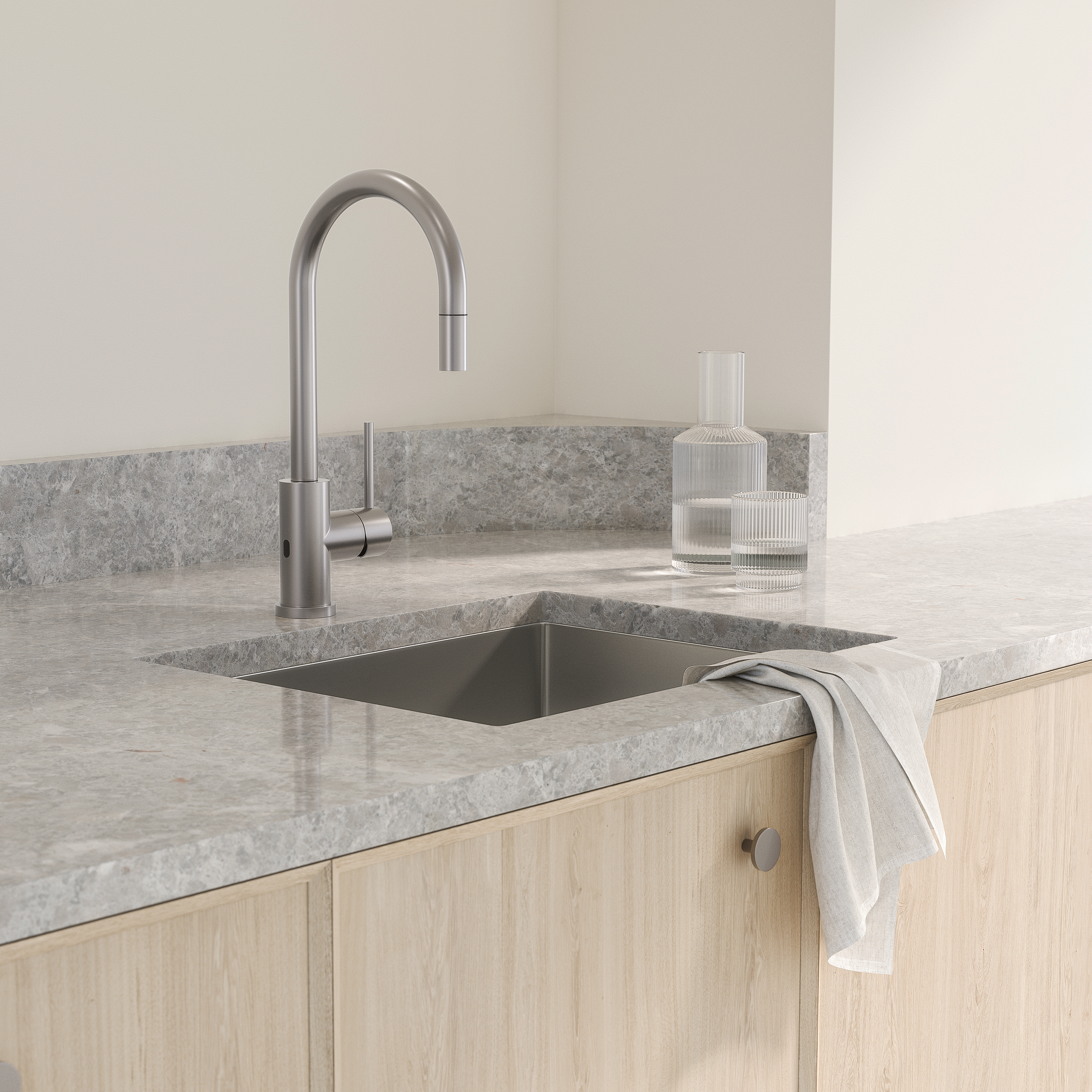 Elysian Sensor Commercial Pull Out Kitchen Mixer SS