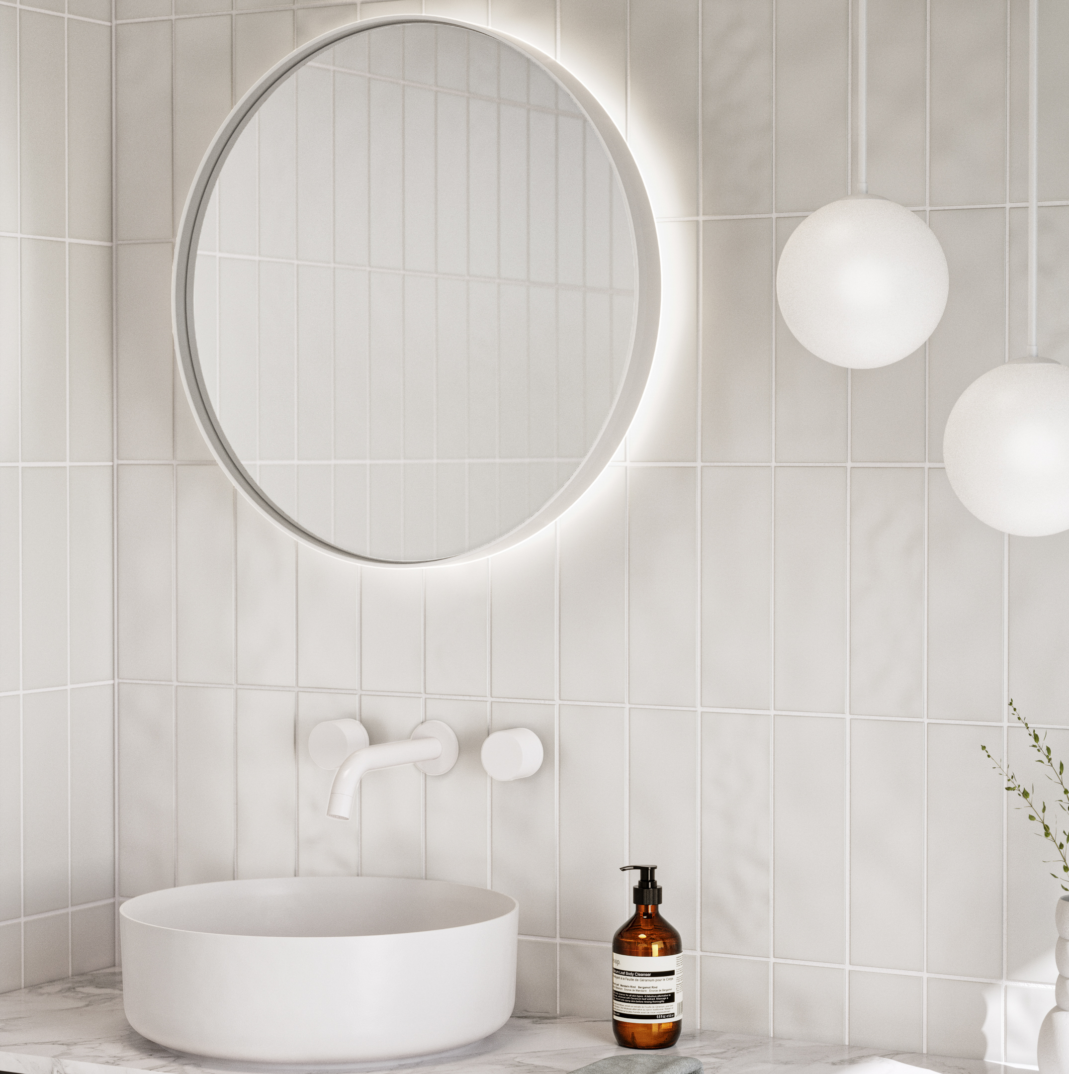 Saanti Handmade Led Mirror 600mm White side