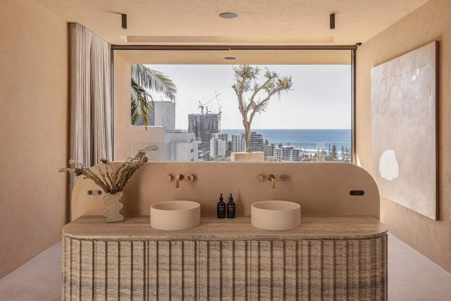 Bathroom Lighting Ideas Sandy Microcement Organic