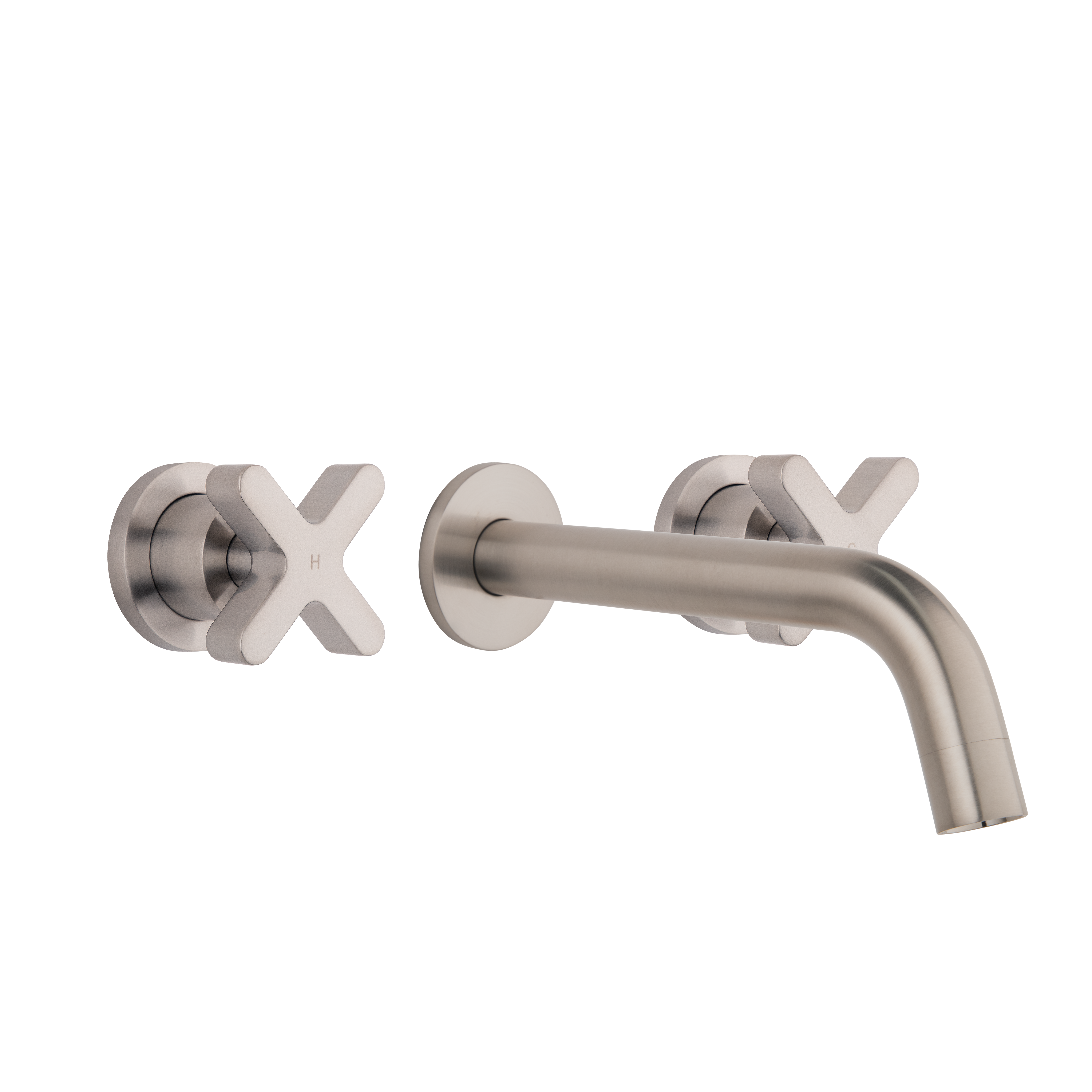 Cross Assembly Taps & Spout Set - Brushed Nickel
