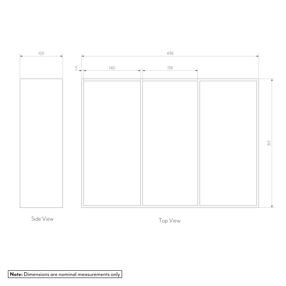 Vanity Drawer Organiser - 600mm - Specifications 1
