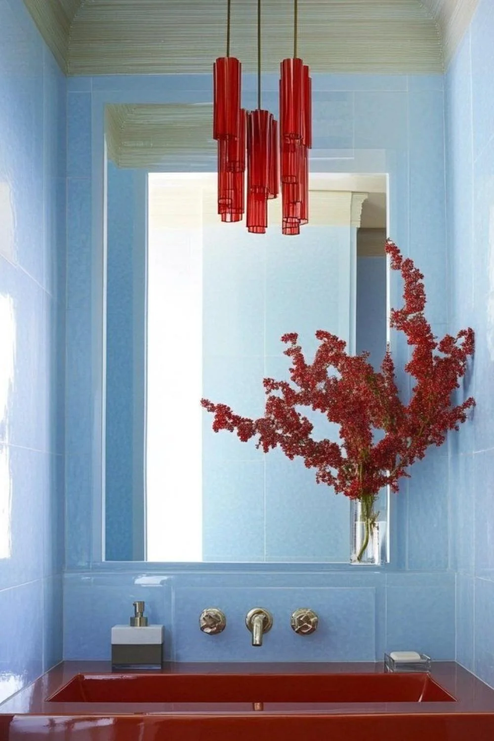 Bathroom Lighting Ideas Red Chandeleir Luxury Bathroom