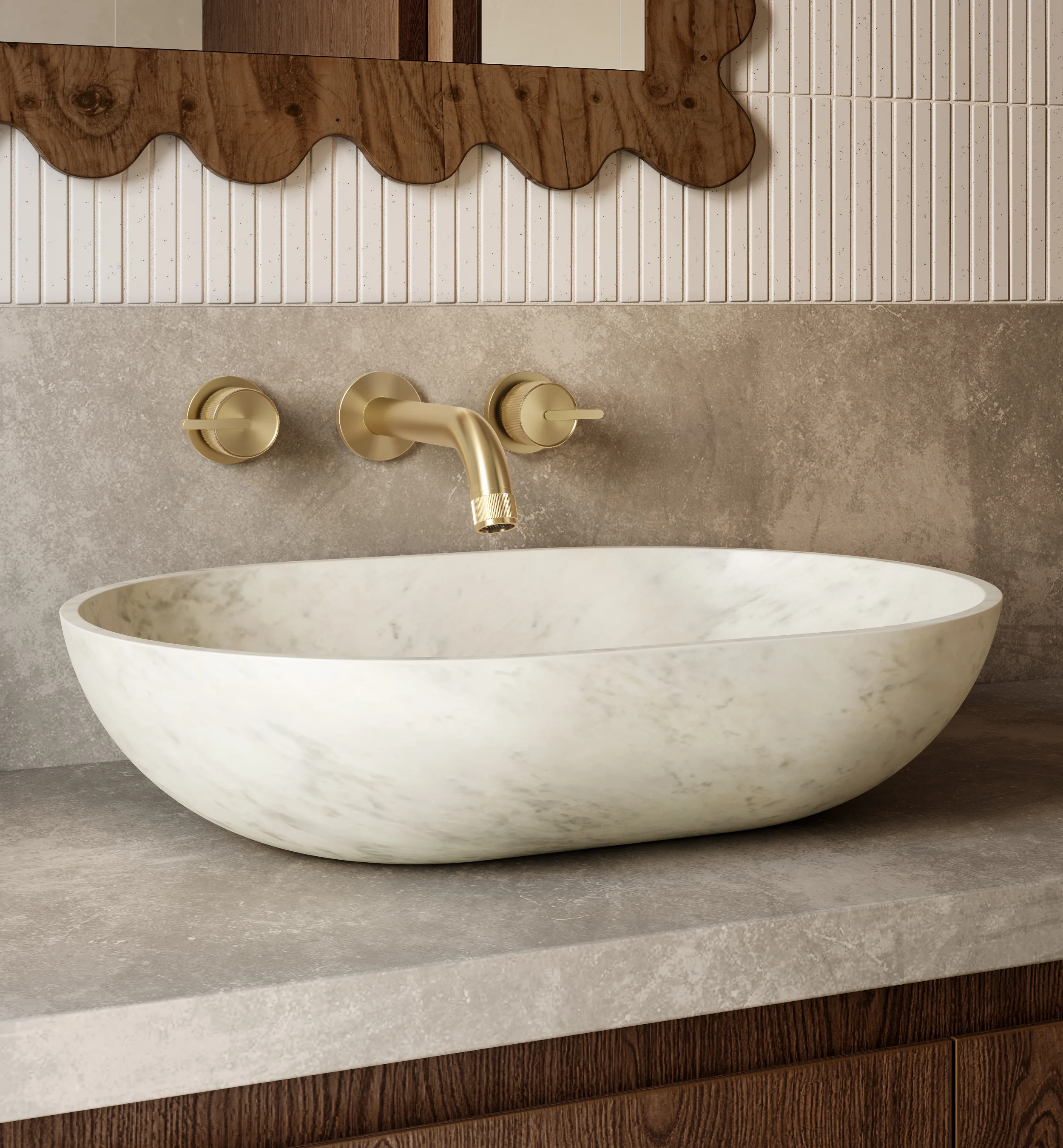 Pedra Oval Basin Carrara Marble V2