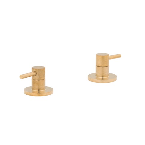 Elysian Assembly Bench-Mounted Taps - Tumbled Aged Brass