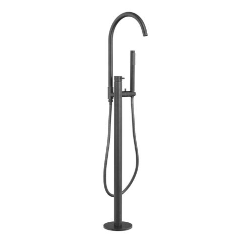 Elysian Floor Mounted Bath Filler with Hand Shower - Antique Slate