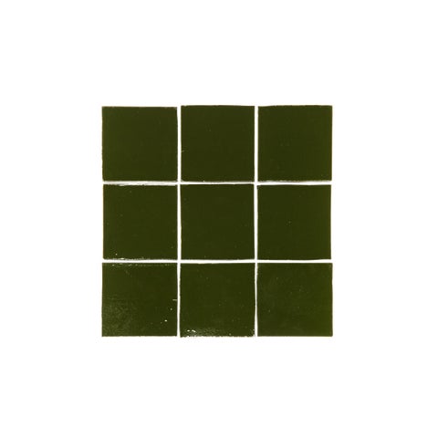 Rommani Handmade Zellige Square Tile - Forest Green